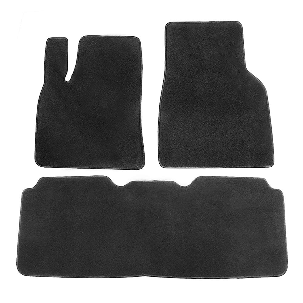 Premium FREEMOTOR802® Nylon Car Floor Mats - Custom Fit for 2012-2019 Tesla Model S | Non-Slip, Durable & Waterproof Interior Accessories (Black, 3-Piece Set) | Perfect for Daily Commute, Road Trips & All-Weather Protection