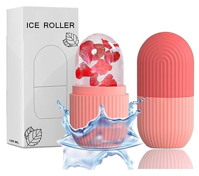 Pintram Face Roller for Puffy Eyes, Neck & Body Massage - Reusable & Unbreakable Jade Roller for Glowing Skin - Portable Skincare Tool for Home & Travel (Multicolor)