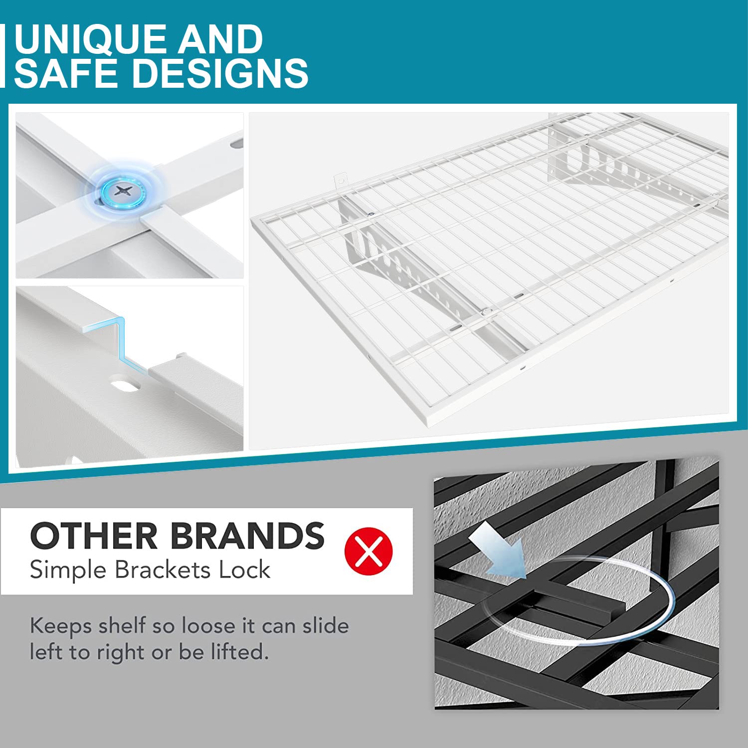 Heavy Duty Wall Mounted Garage Storage Shelves 2 Pack 2x3ft - 500 lbs Capacity White Metal Adjustable Floating Shelves for Garage Organization, Workshop, Basement & Closet Storage System