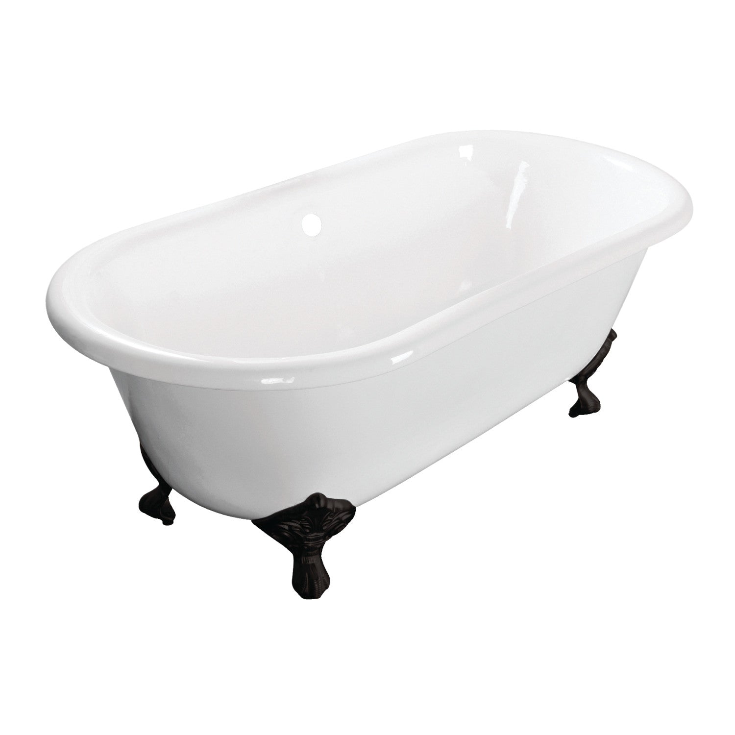 Aqua Eden 60 Inch Cast Iron Clawfoot Bathtub - White Matte Black Oval Double Ended Freestanding Tub (No Faucet Drillings) | Vintage Bathroom Decor, Spa Relaxation, Luxury Home Upgrade