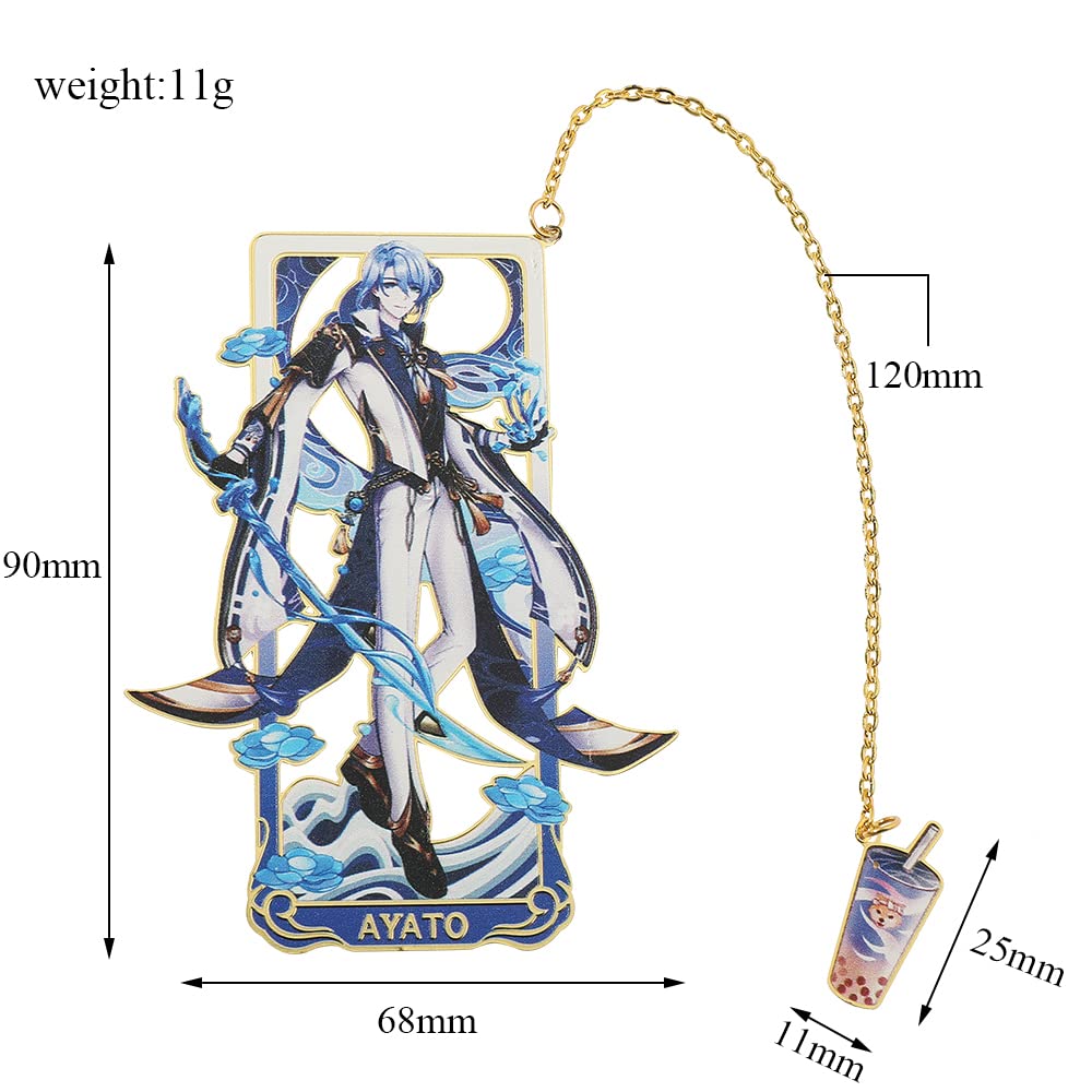 Kamisato Ayoto Metal Anime Bookmark - Elegant Game Character Bookmark for Genshin Impact Fans, Perfect Gift for Readers, Friends & Teachers | Ideal for Books, Journals & Collectors