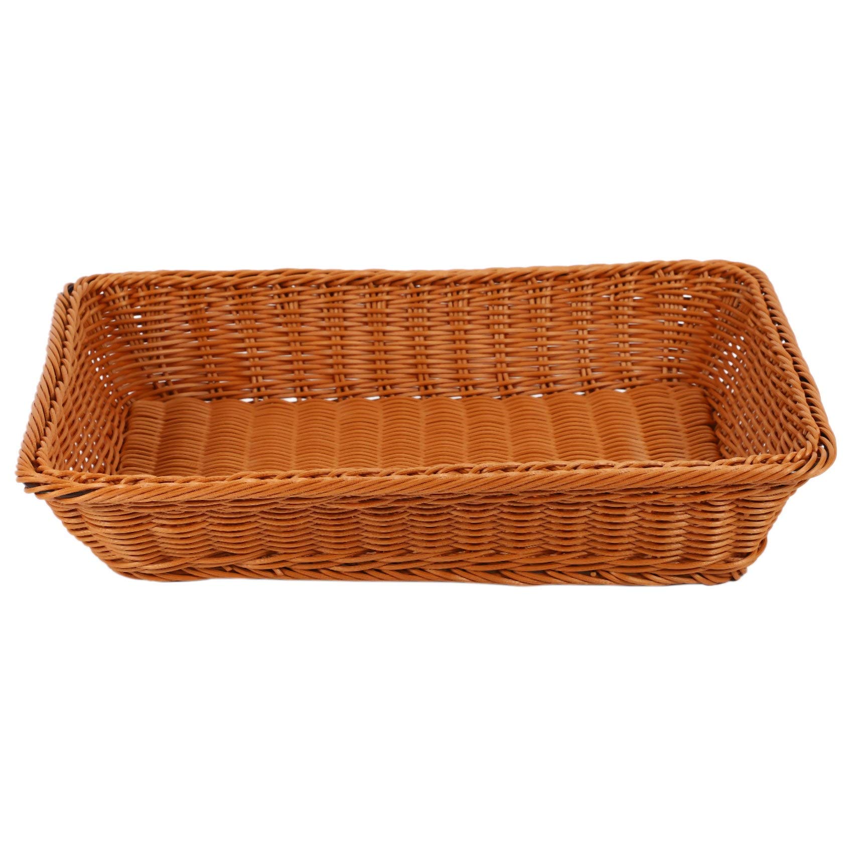 YHJIC Rectangle Bread Basket - Rustic Imitation Wood Serving Basket for Bread, Fruits, Vegetables | Perfect for Restaurants, Cafes, and Home Kitchen Display | Great for Coffee Shops, Brunch Buffets & Farmhouse Decor