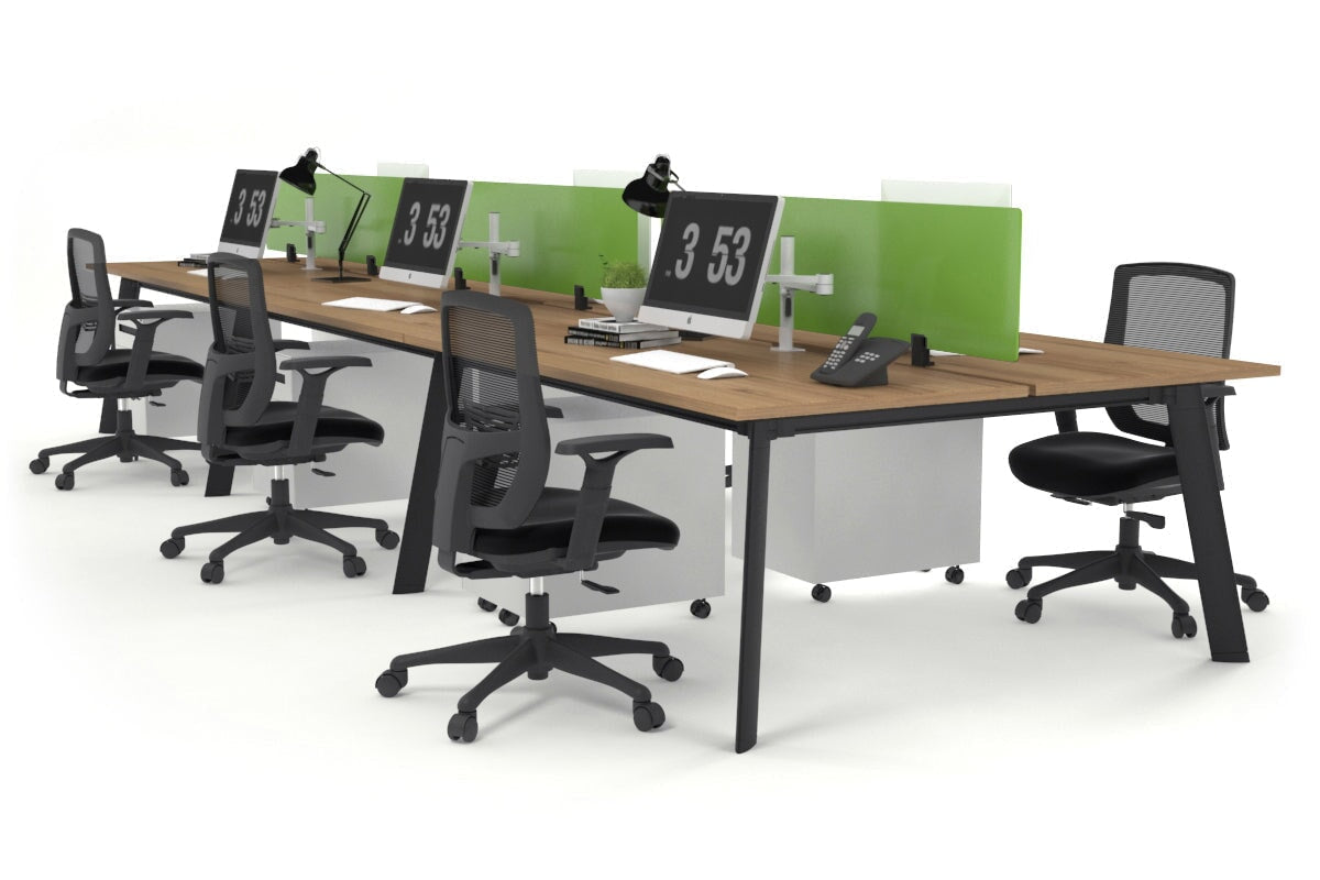 6-Person Black Frame Workstation with Cable Management - 1800L x 800W Office Desk for Team Collaboration & Open Workspaces