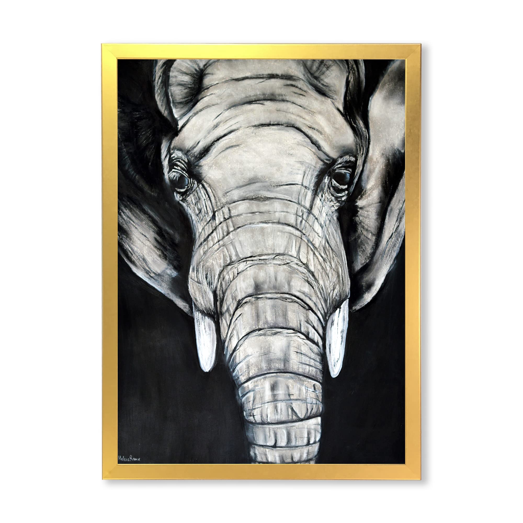 African Elephant Portrait Framed Wall Art - Rustic Farmhouse Decor for Living Room, Bedroom & Office