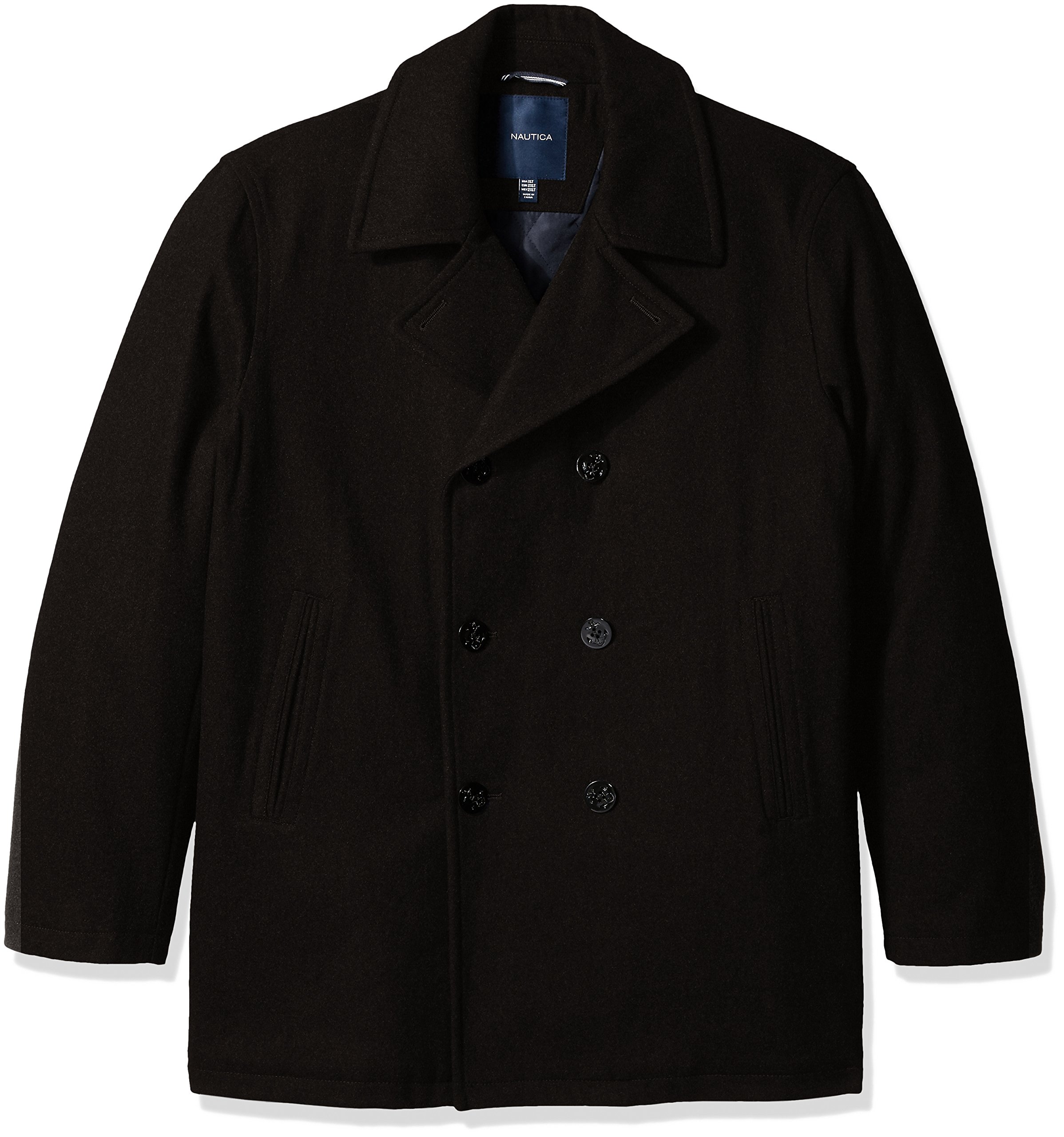 Nautica Men's Big & Tall Wool Peacoat Jacket - Winter Warm Wool Blend Overcoat for Tall Men - Perfect for Business, Office & Formal Occasions