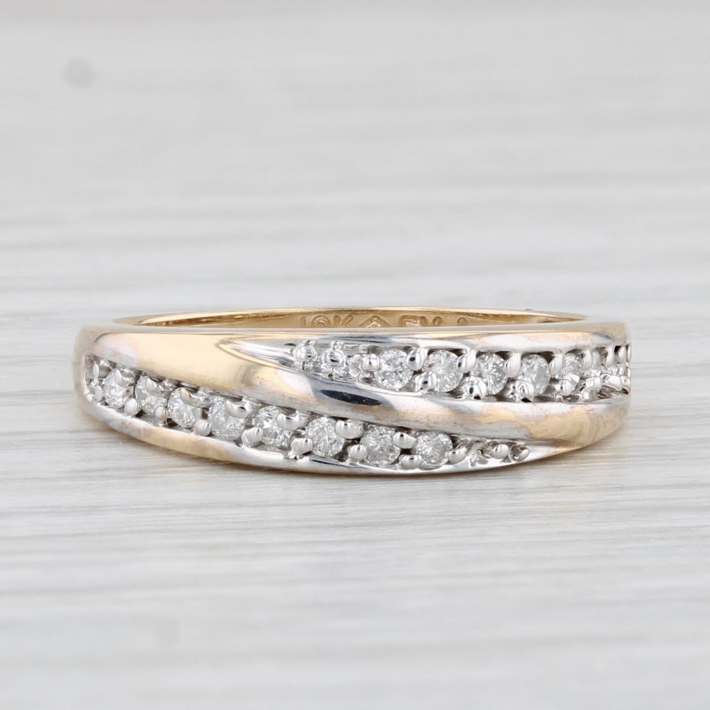 0.24ctw Diamond Bypass Ring - 10k Yellow Gold Stackable Wedding Band - Size 8 - Perfect for Bridal Sets, Anniversary Gifts & Everyday Elegance