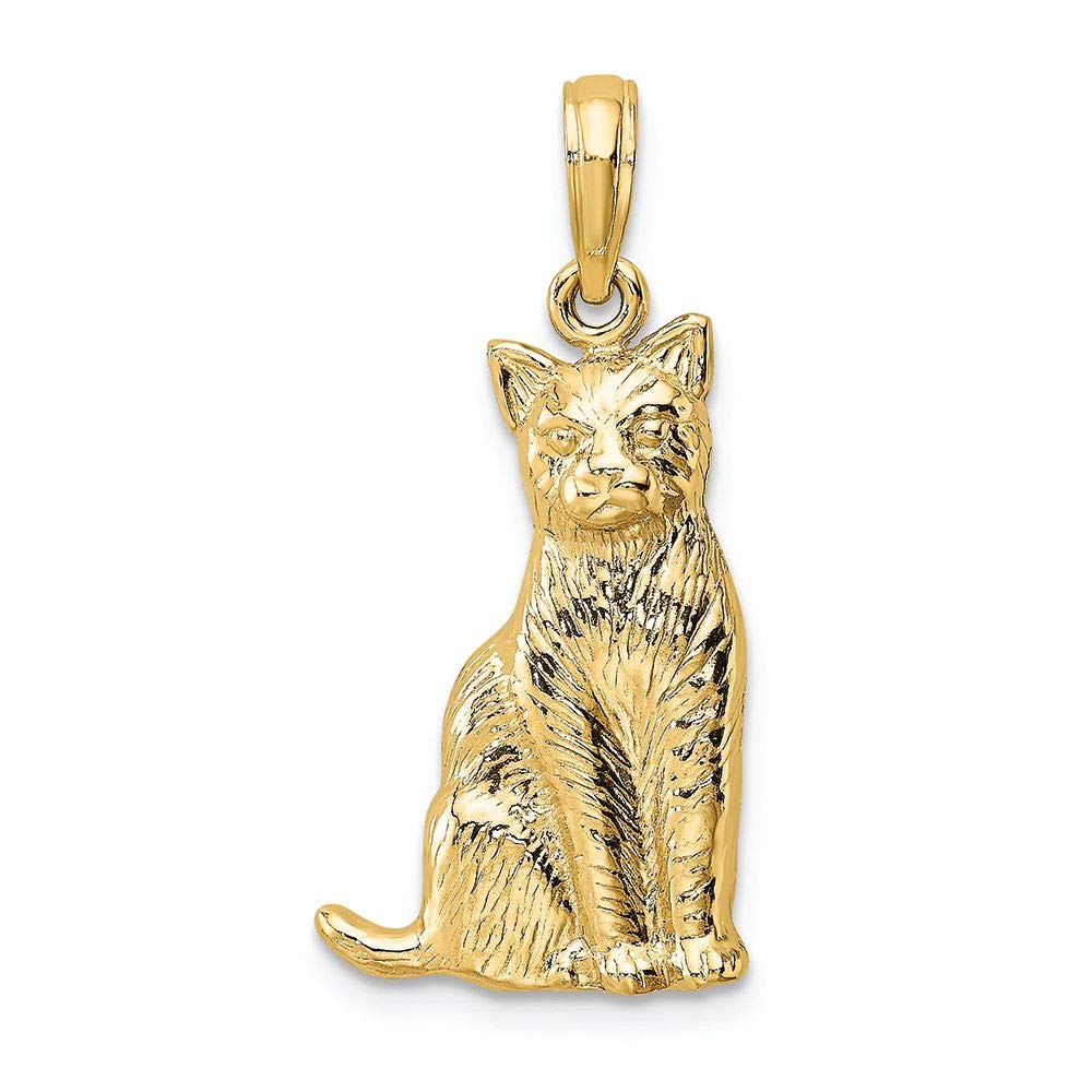 FJC Finejewelers 14k Yellow Gold Cat Sitting Charm Pendant - Elegant Jewelry Gift for Cat Lovers, Perfect for Necklaces & Bracelets