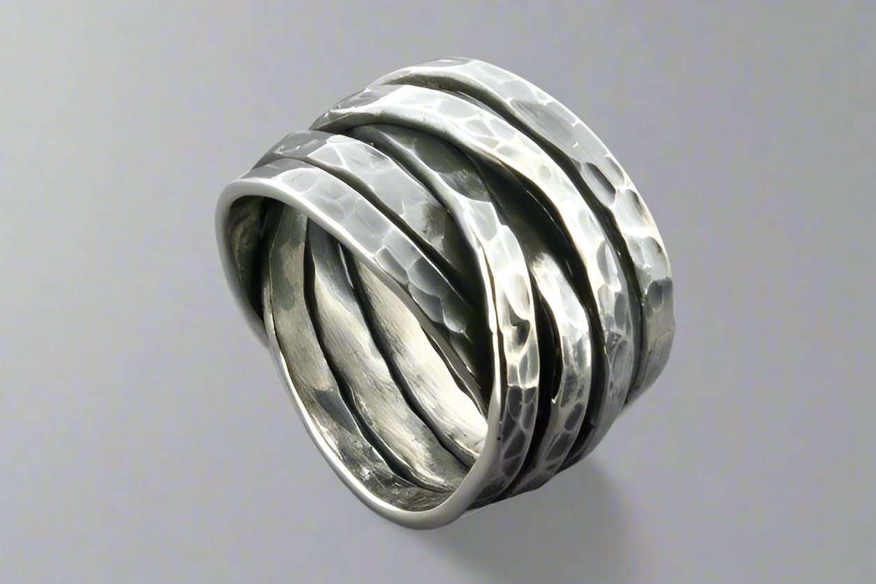 Flat Hammered Knot Ring - Oxidized Sterling Silver Jewelry for Women, Boho Style Handmade Ring - Perfect for Everyday Wear, Gifts & Special Occasions