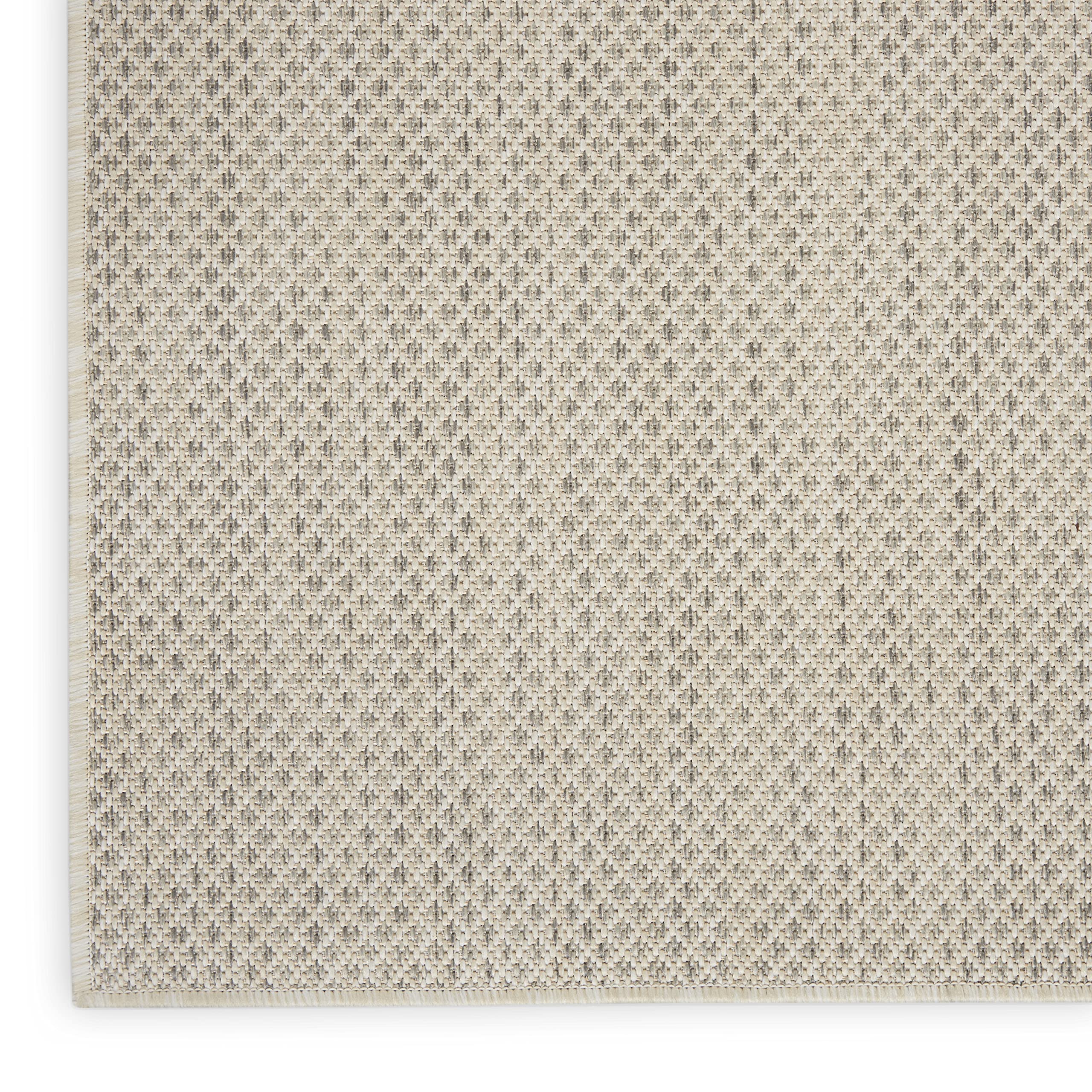 Nourison Courtyard 7' x 10' Indoor/Outdoor Area Rug - Ivory Silver Geometric Design, Easy to Clean & Non-Shedding | Perfect for Living Room, Bedroom, Dining Room, Deck, Patio & Backyard | Adds Style & Comfort to Your Home Decor