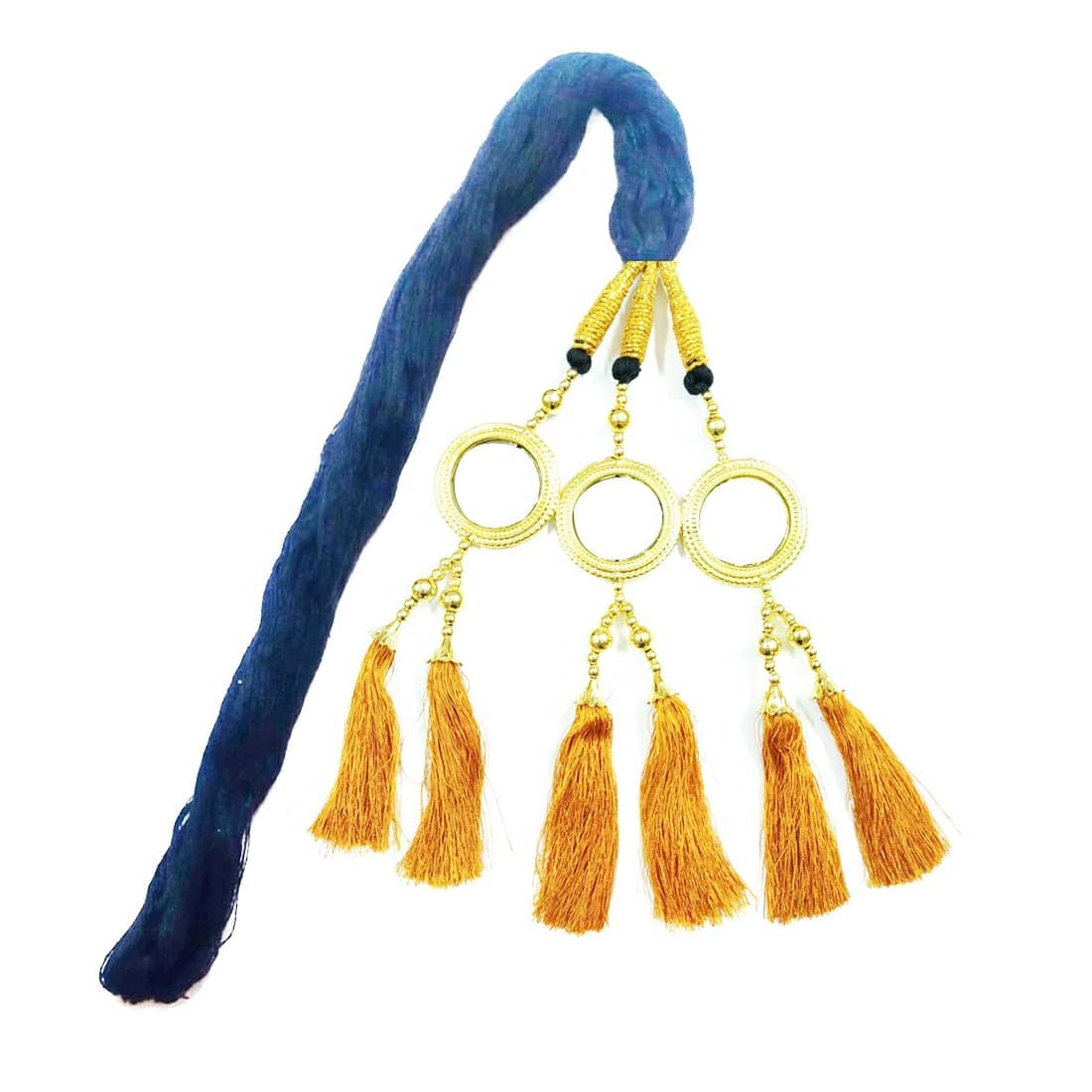 SIYAA Punjabi Paranda/Parandi - Traditional Indian Hair Braid Accessory for Women & Girls | Blue Tassel Hair Extension for Weddings, Festivals & Cultural Events (Parandi Choti)