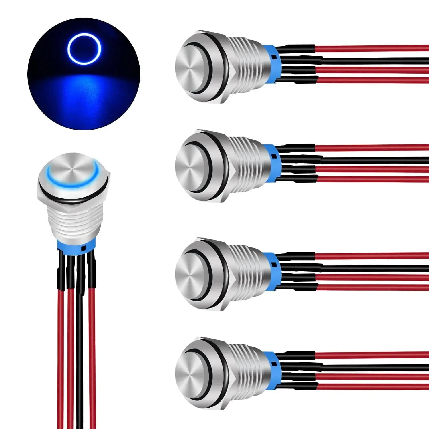 12mm 12V Waterproof Latching Push Button Switch - ON/OFF IP67 Rated for Marine, RV & Outdoor Electrical Applications