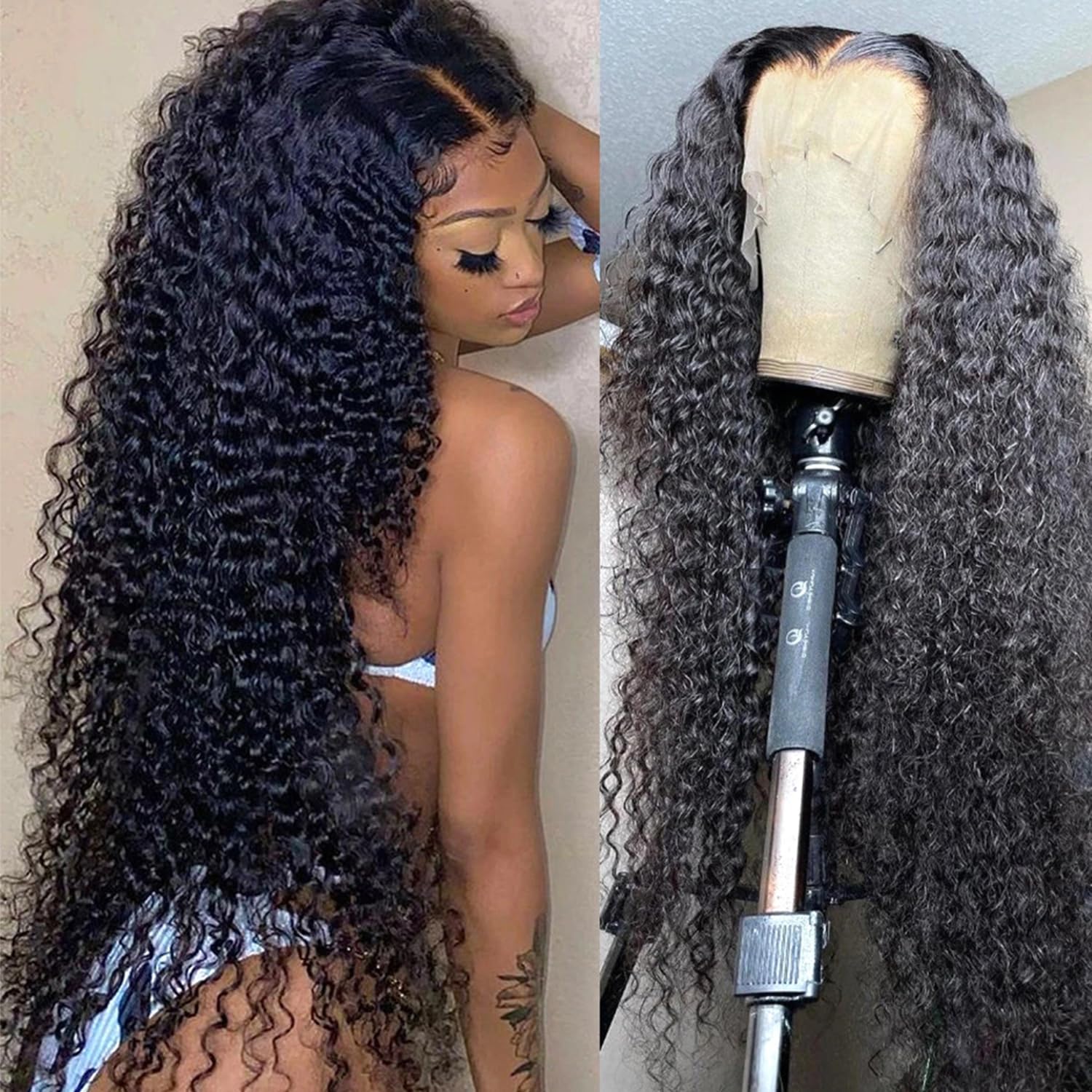 13x6 HD Transparent Lace Front Wigs Human Hair - Kinky Curly 180% Density Afro Wet & Wavy Lace Frontal Wig for Black Women (26 Inch) | Perfect for Protective Styling, Special Occasions & Everyday Wear