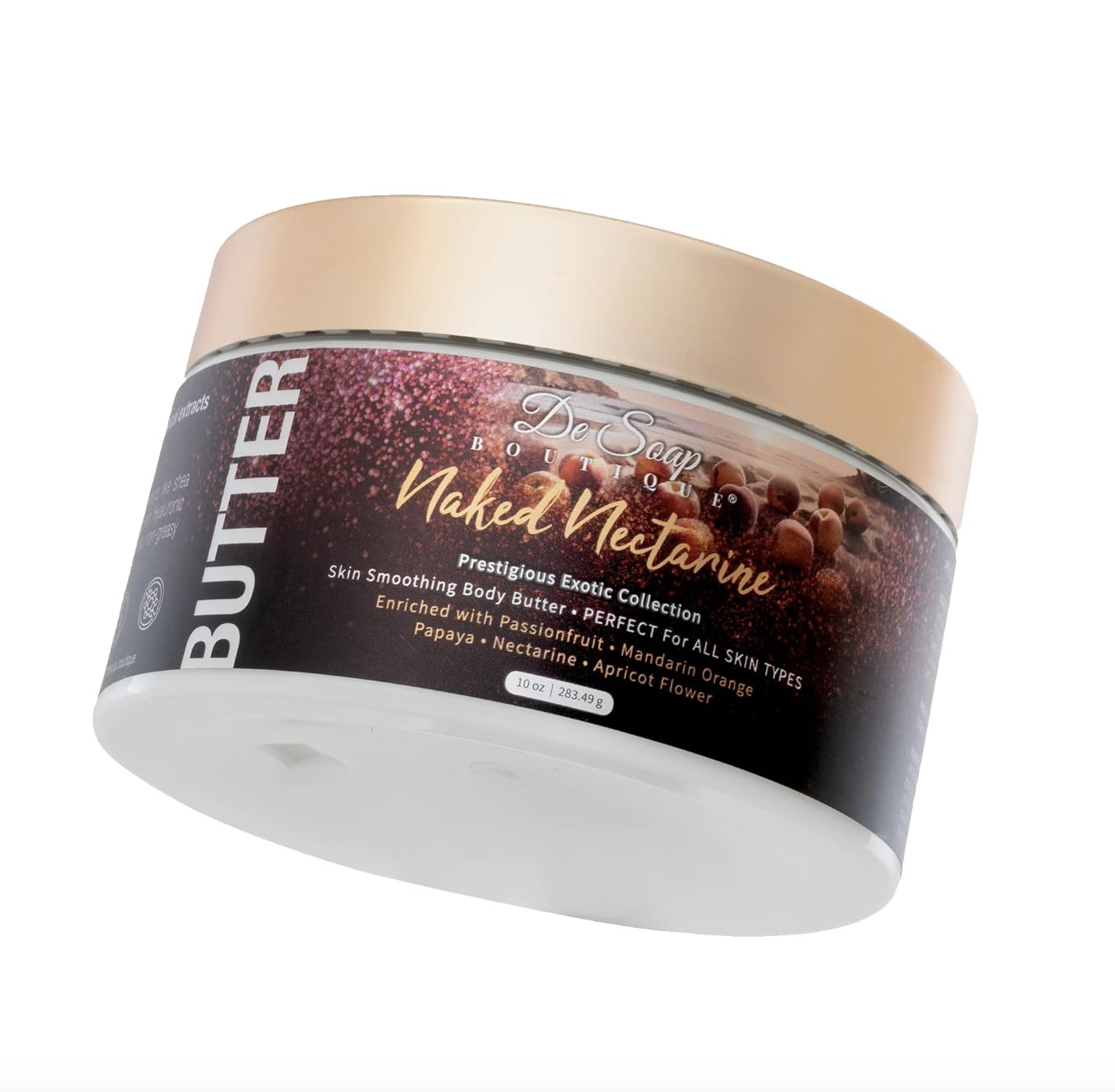 De Soap Boutique Women's Natural Nourishing Body Butter - Skin Smoothing Moisturizer with Naked Nectarine Scent | Hydrating Cream for Dry Skin, Daily Body Care & Spa Treatment at Home