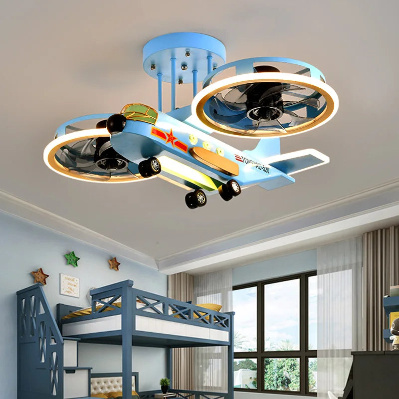Kids Airplane Night Light with Dual Cooling Fans - Perfect for Nursery, Bedroom & Playroom Decor