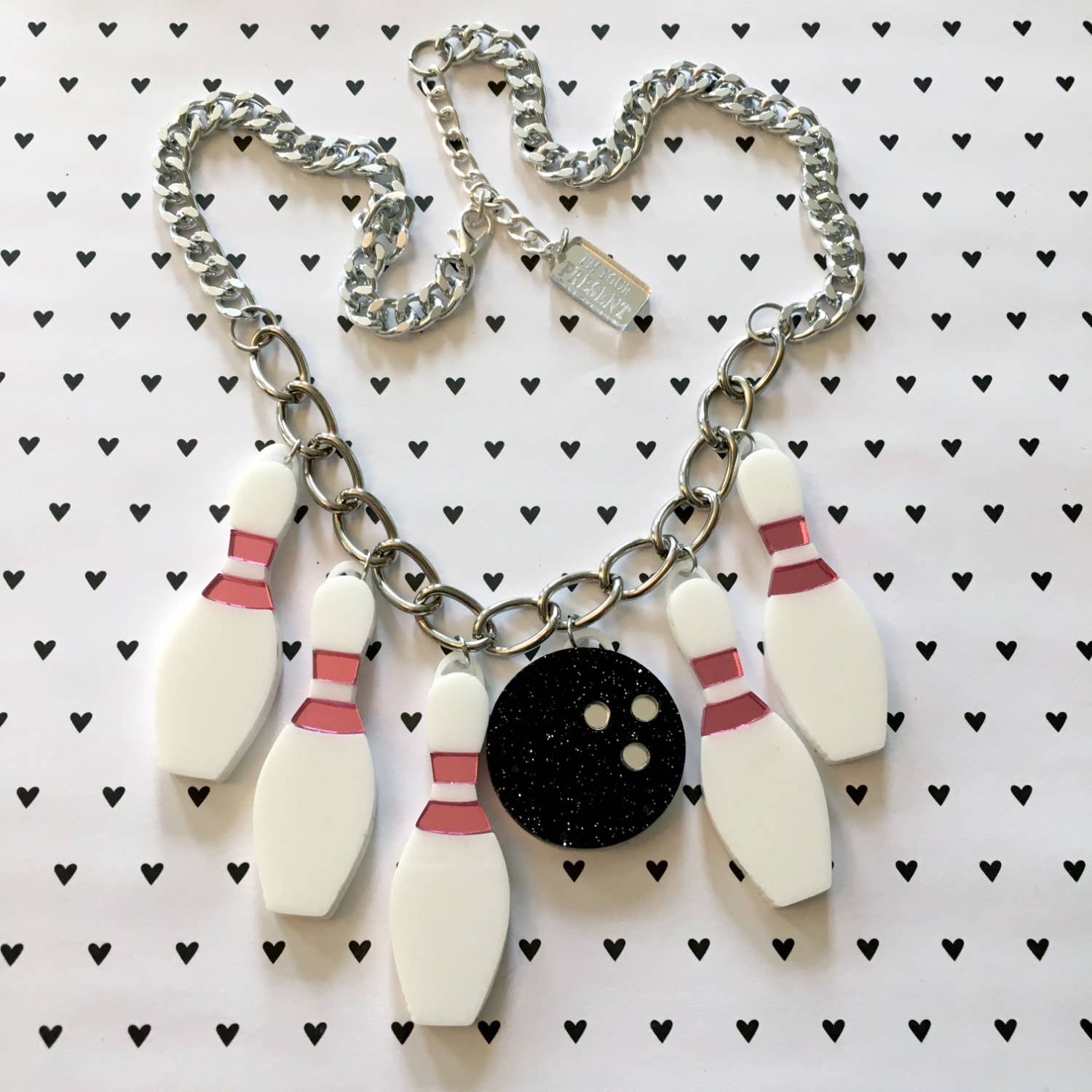 Bowling Pins and Ball Charm Necklace - Unique Sports Jewelry for Women & Men - Perfect Gift for Bowling Lovers - Wear to Games, Parties & Casual Outings