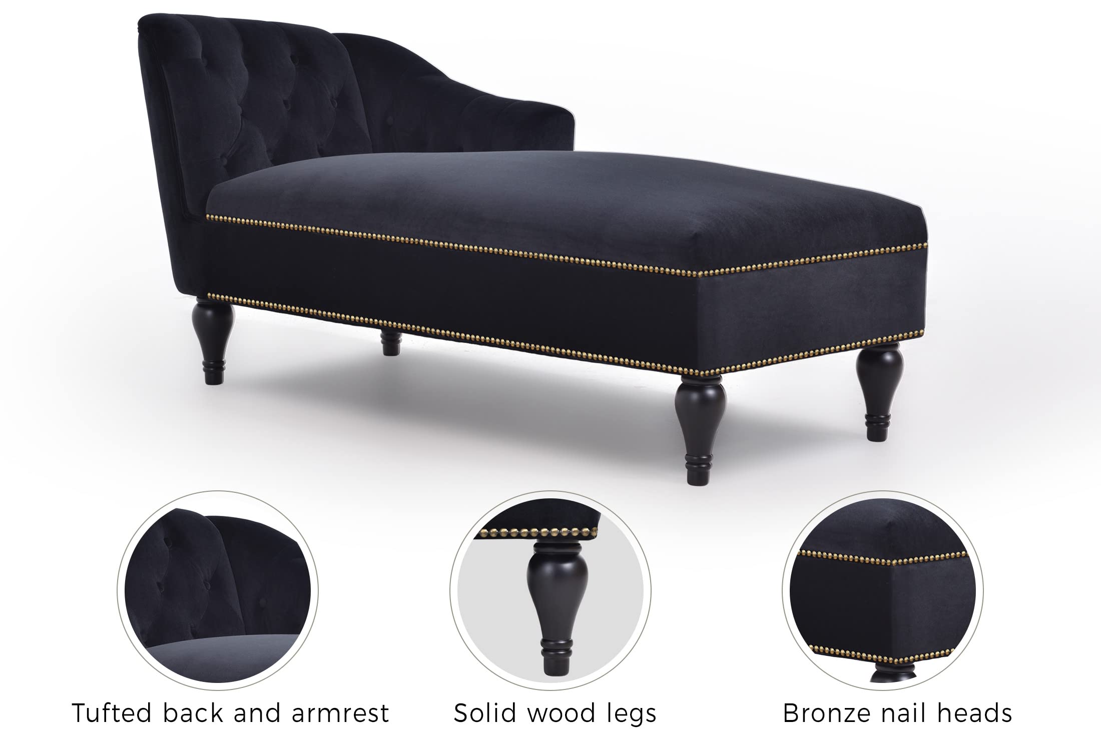 Luxury Velvet Chaise Lounge Sofa - 58