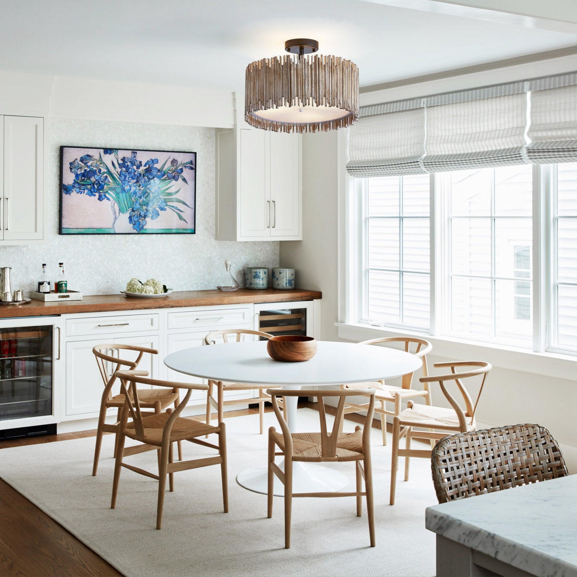3-Light Farmhouse LED Ceiling Light Fixture - Modern Rustic Chandelier for Kitchen, Dining Room & Bedroom Lighting