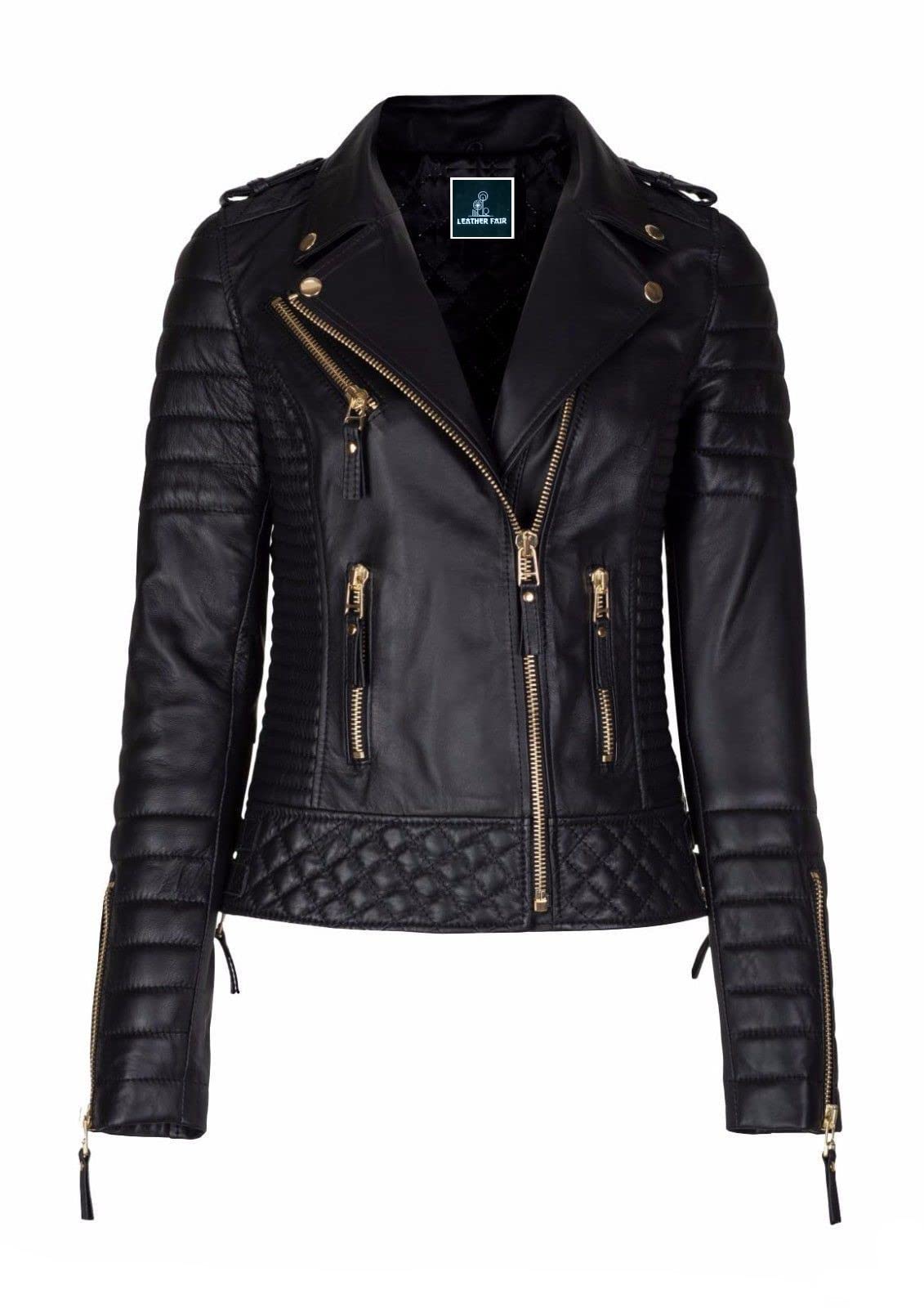 Women's Real Lambskin Leather Jacket - Bomber Style Motorcycle Biker Jacket for Women | Fashion Outerwear for Casual Wear, Night Out & Riding