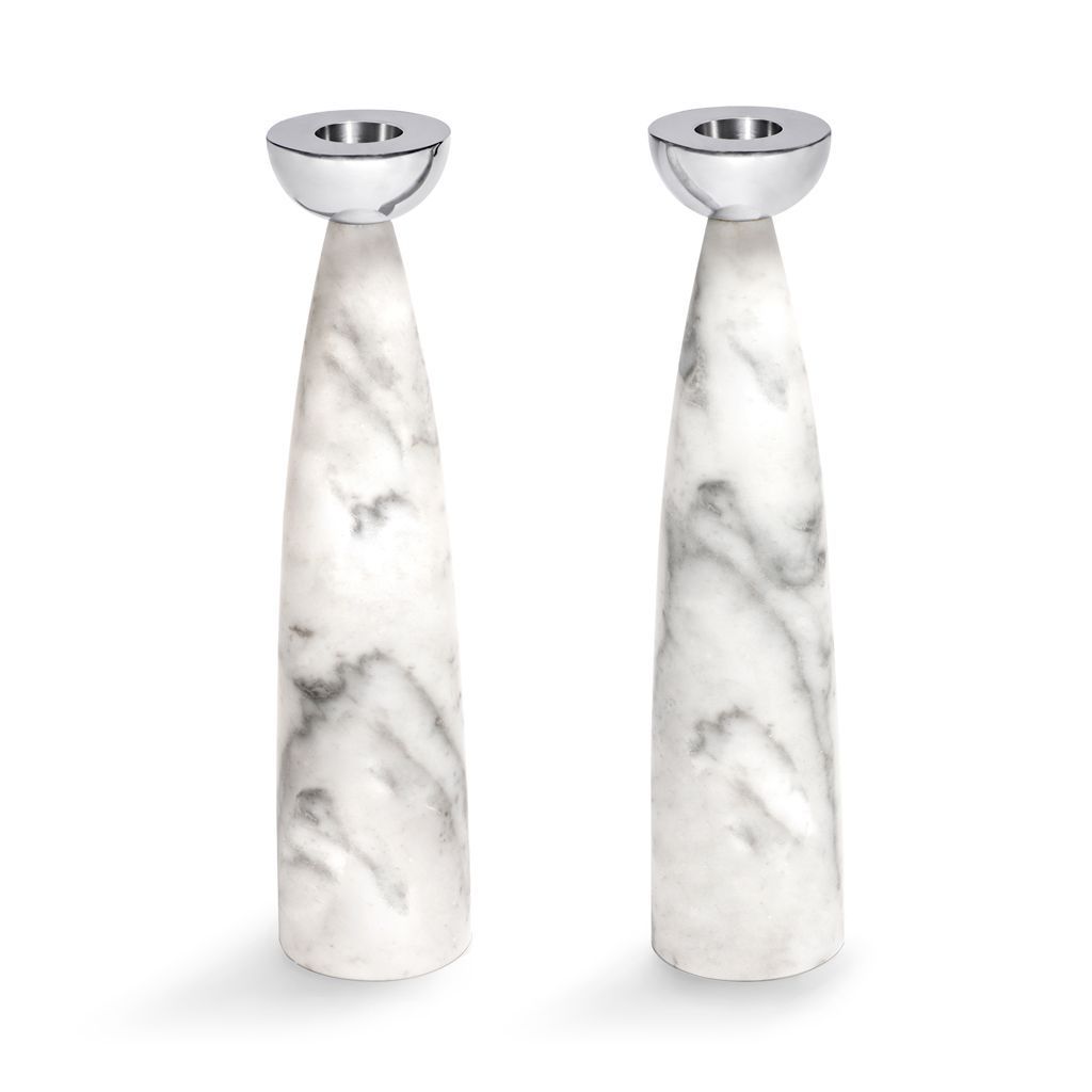 Elegant Marble Candle Holders Set of 2 - Modern Home Decor for Dining Table, Wedding Centerpiece, Bathroom & Bedroom Ambiance