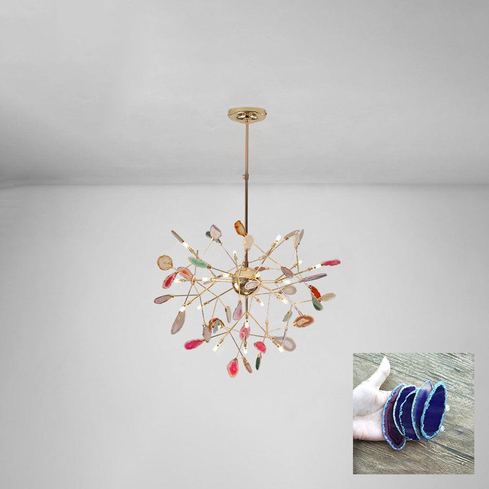 Exquisite Agate Flake Crystal Chandelier - Elegant Handcrafted Lighting Fixture for Dining Room, Living Room, or Bedroom Decor