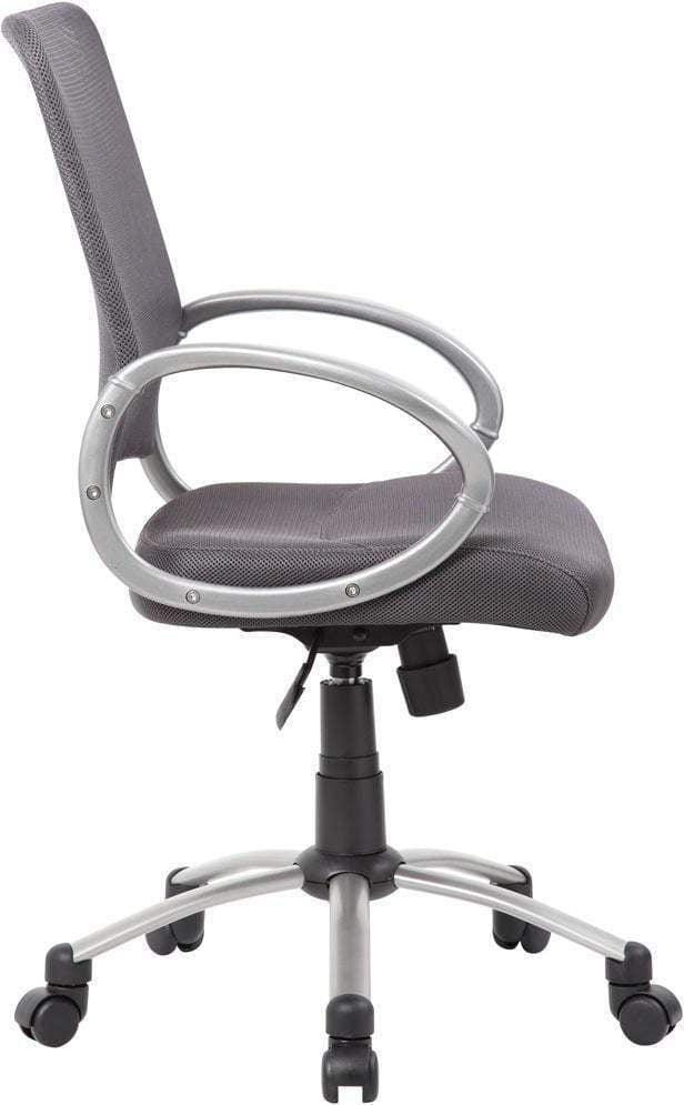 Boss B6416 Mesh Back Office Chair with Pewter Finish - Ergonomic Task Chair for Home & Office Workspaces