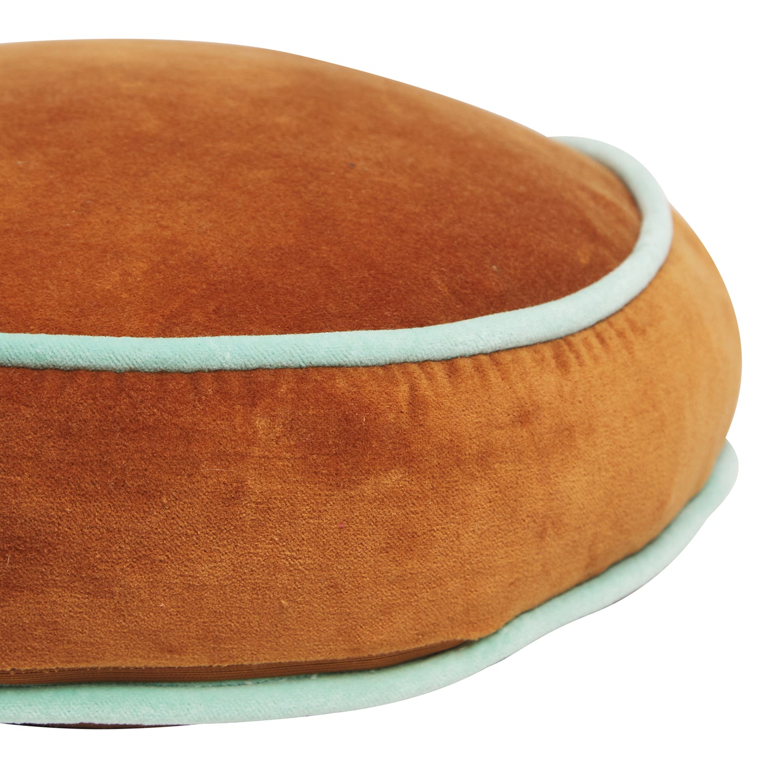 Castillo Round Velvet Cushion - Soft Copper Throw Pillow for Sofa, Bed & Home Decor - Perfect for Living Room, Bedroom and Nursery Accents
