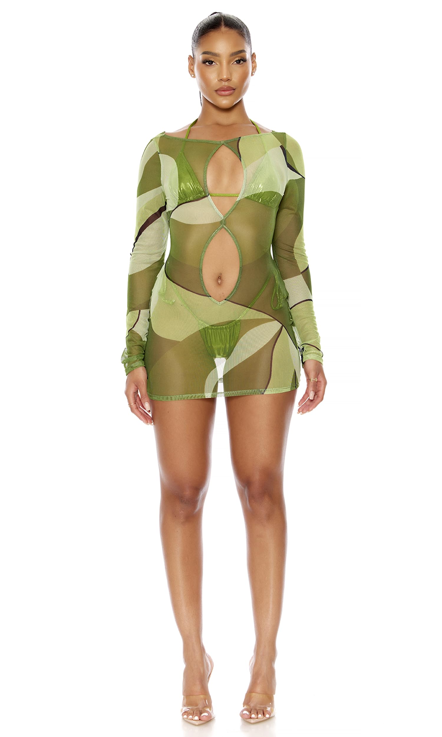 Forplay Women's Ensenada Mesh Cover Up Mini Dress - Sexy Swimwear Cover Up for Beach, Pool Party & Vacation