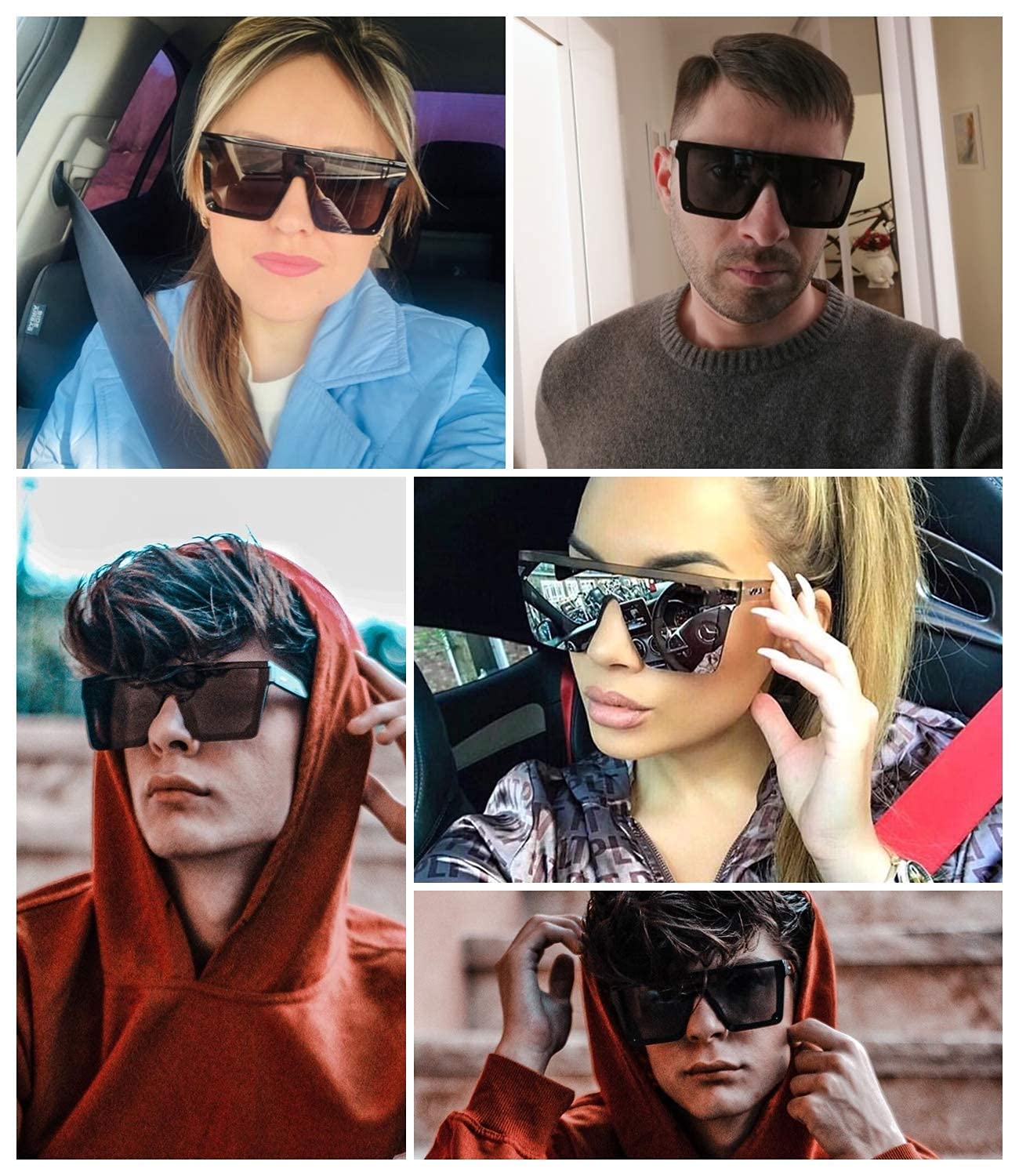 FEISEDY Women's Oversized Square Sunglasses - UV400 Protection, Large Frame Fashion Shades for Women - Perfect for Beach, Driving & Outdoor Activities