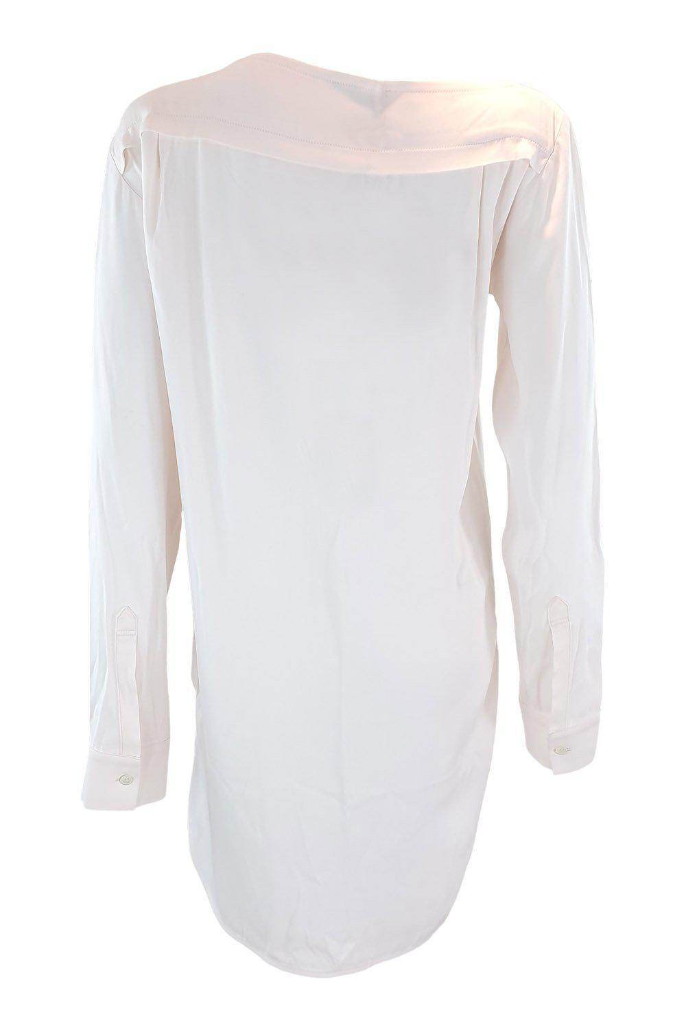 ANN DEMEULEMEESTER Women's Rosy Pink Long Sleeve Shirt Dress - Size 34 | Elegant Button Down Tunic Style for Office, Date Night & Spring Fashion