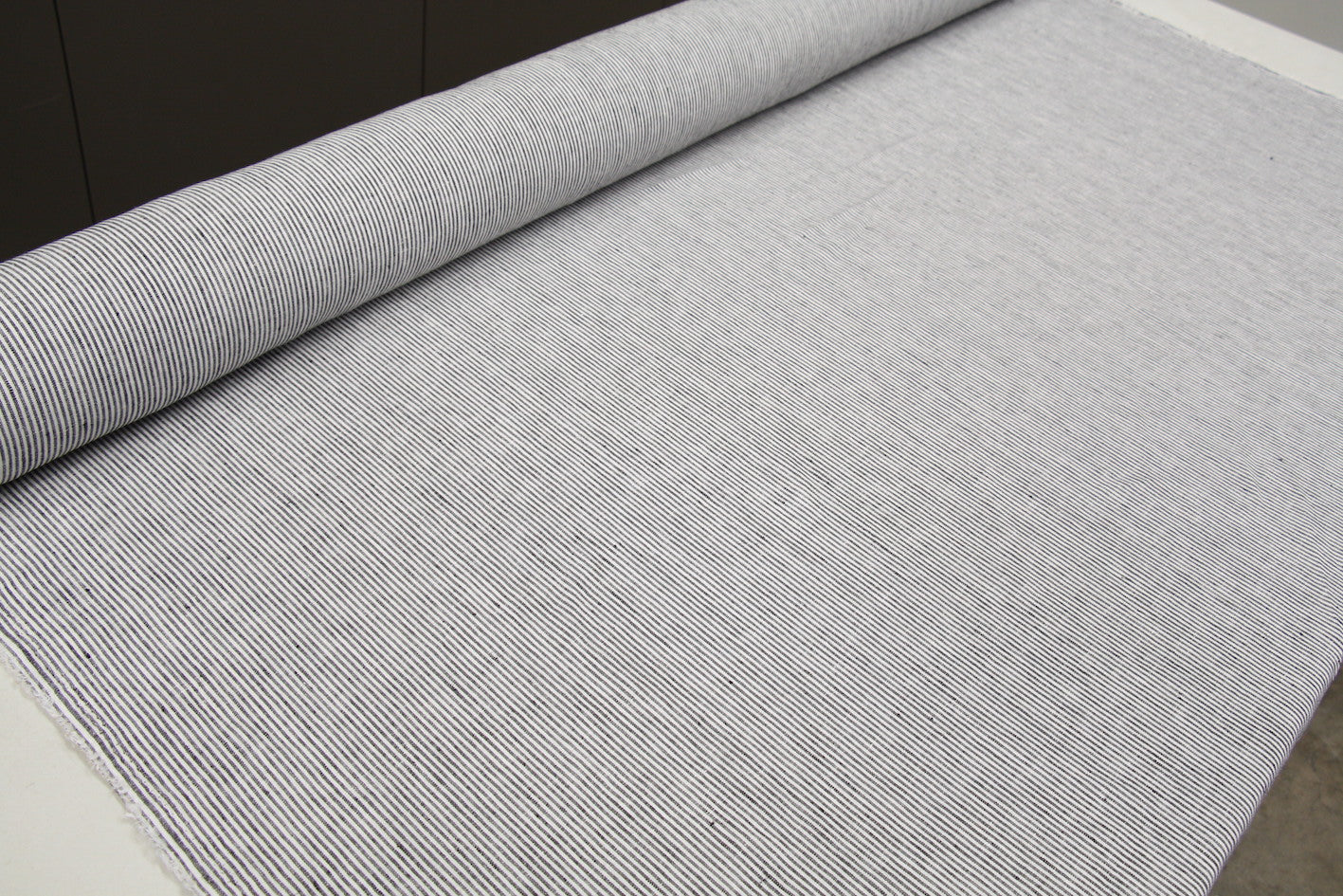 Premium Black Night Stripe Linen Fabric - Soft & Durable for Clothing, Curtains & Home Decor | Perfect for DIY Sewing Projects & Elegant Interior Design