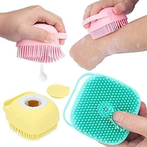 ANANYA Silicone Body Brush with Shampoo Dispenser - Exfoliating Bath Brush for Sensitive Skin, Soft Massage Brush for Shower & Spa Relaxation - Perfect for Home, Travel & Gift Giving
