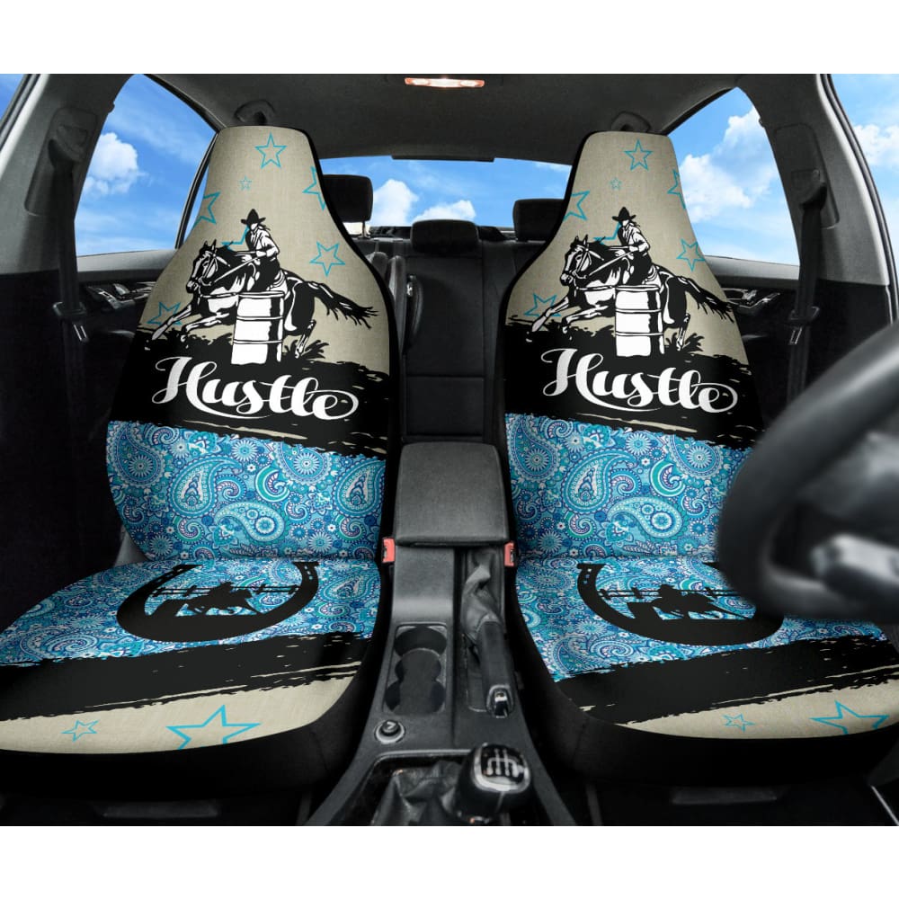 Custom Barrel Racer Horse Lovers Car Seat Covers for Trucks & SUVs - Western Equestrian Design, Durable Neoprene Material - Perfect for Rodeo Events, Horse Shows & Country Rides