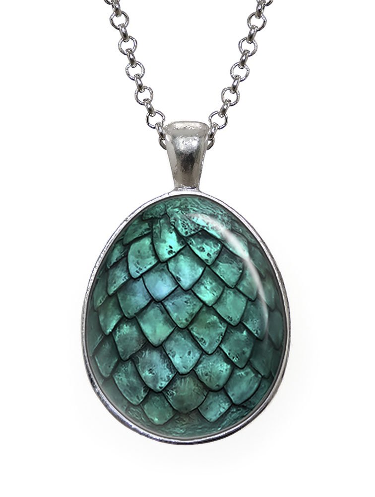 Turquoise Dragon Egg Necklace - Handmade Glass Pendant Jewelry for Women, Unique Fantasy Gift for Cosplay, Renaissance Fairs & Witchy Aesthetic Lovers
