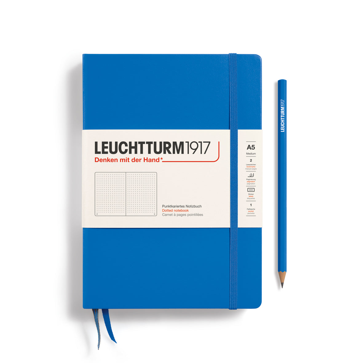Leuchtturm1917 Medium A5 Hardcover Notebook - Dotted Grid Journal for Bullet Journaling, Sketching & Note Taking - Premium Quality Paper, 80gsm, 251 Pages - Perfect for Work, School & Creative Projects