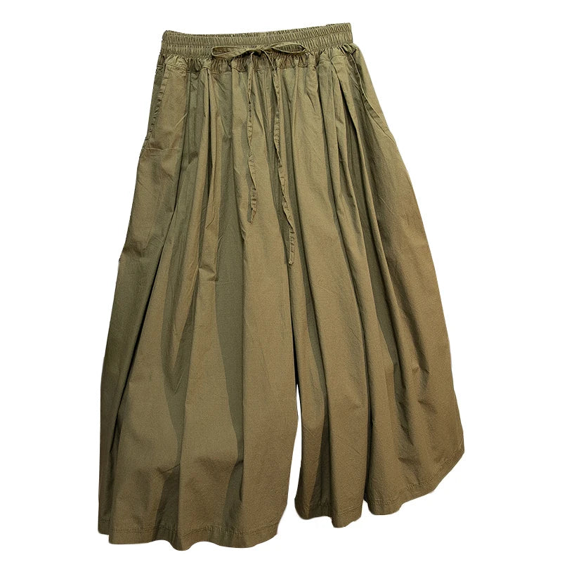 Women's Black Comfortable Summer Shorts - High Waist Elastic Lace-Up Loose Fit Wide Leg Green Blue Casual Pants | Perfect for Beach, Yoga, Travel & Everyday Wear