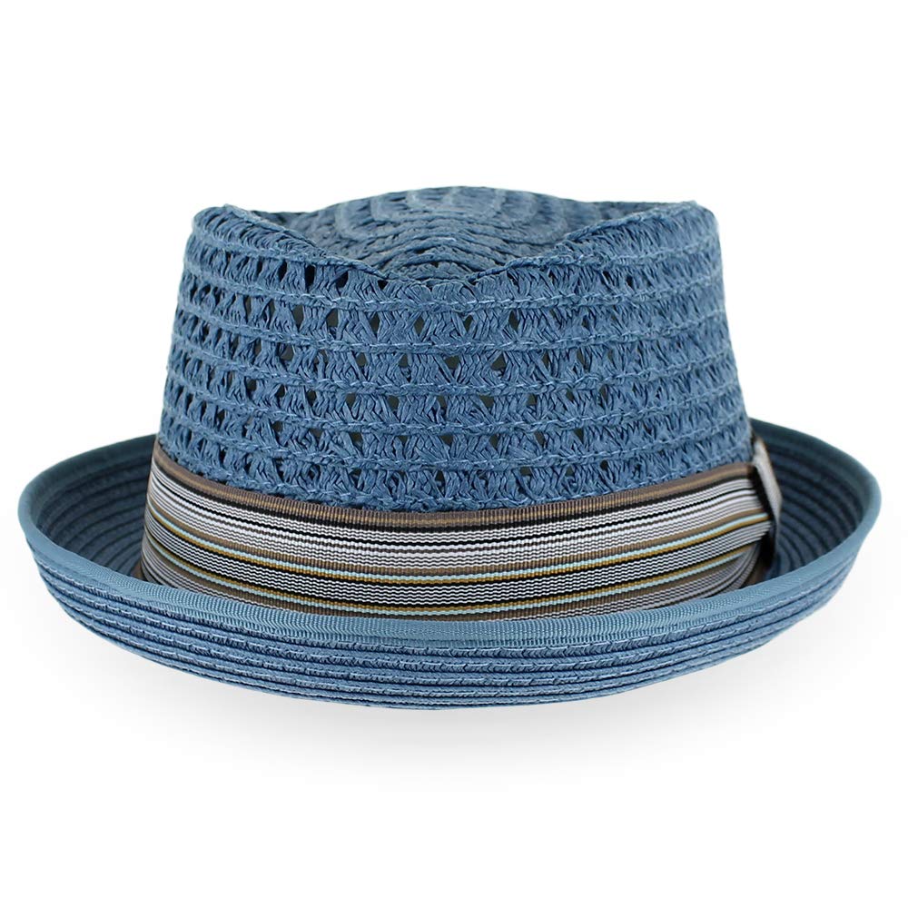 Summer Straw Porkpie Hat for Men & Women - Blue, Tan, Black | Beach & Outdoor