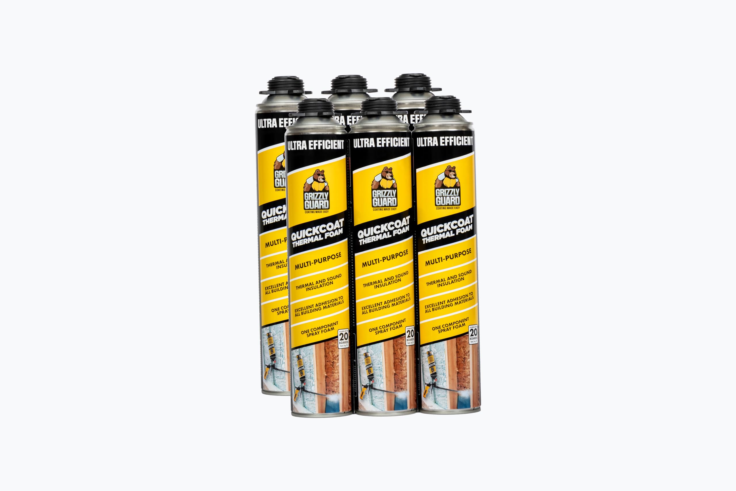 Closed Cell Spray Foam Insulation Kit - DIY Expanding Polyurethane Foam Sealant for Walls, Attic & Concrete - Thermal & Sound Insulation (120 Board Feet, 6 Pack) - Perfect for Home Renovation, Energy Efficiency Projects & Soundproofing Rooms