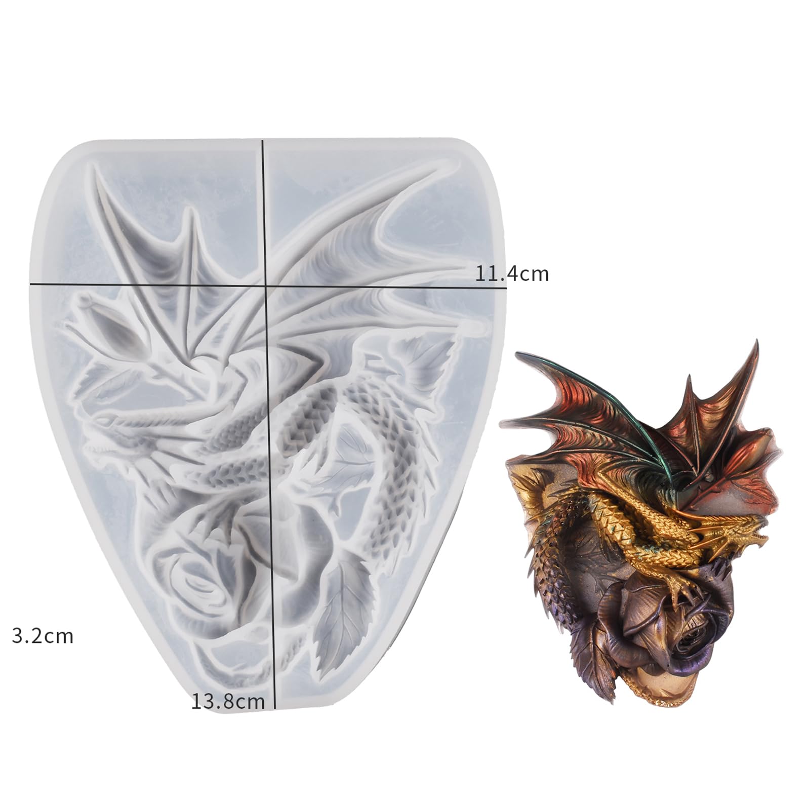 Premium Large Rose Dragon Skull Dinosaur Resin Molds - Thick Flexible Silicone Molds for DIY Candle Making, Soap Crafting & Gothic Home Decor - Perfect for Halloween Decorations, Gothic Wedding Centerpieces & Dark Fantasy Art Projects