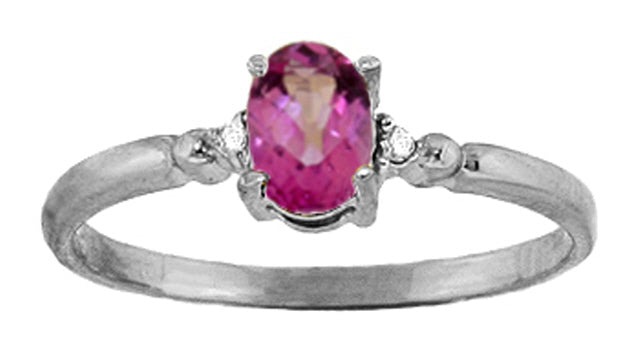 0.46 Carat 14K Solid Yellow Gold Ring with Natural Diamond & Pink Topaz - Elegant Gift for Anniversary, Engagement, or Special Occasion