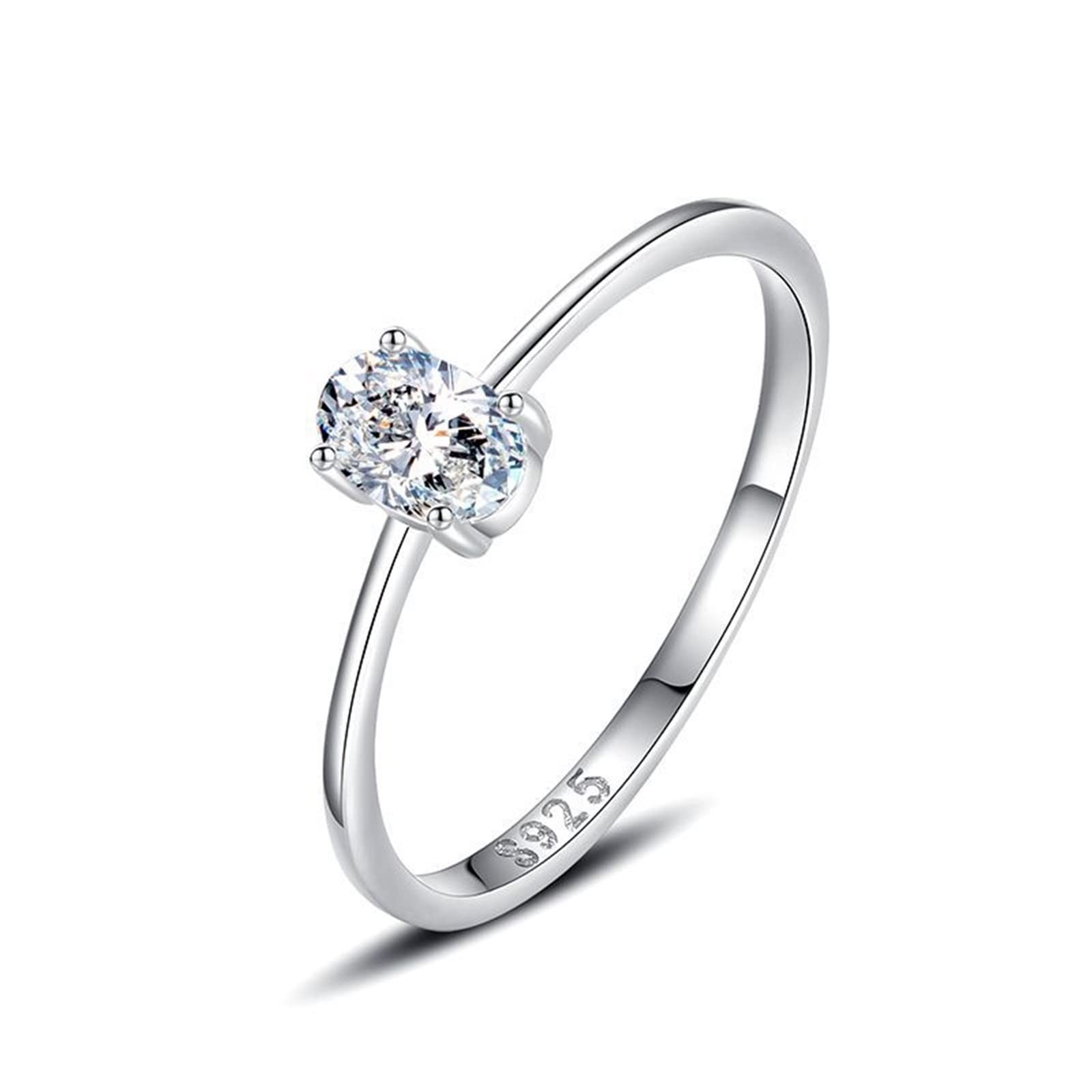 Musihy Elegant Silver Oval Wedding Rings for Women - Dainty Stackable Band in Various Sizes - Perfect for Engagement, Anniversary & Everyday Jewelry
