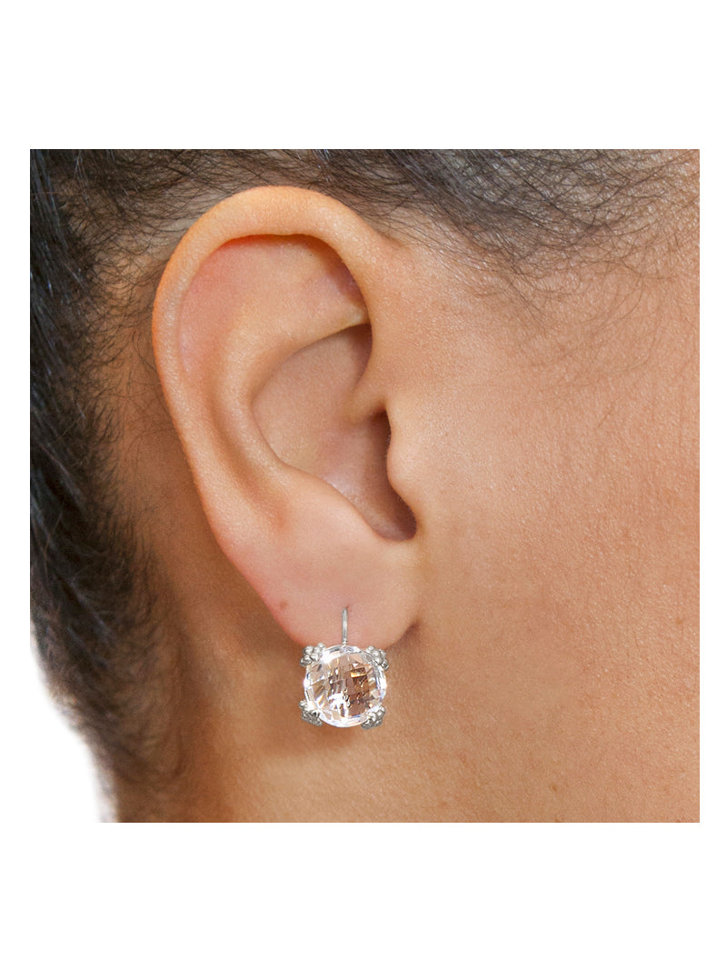 Dewdrop Cluster Earrings - Clear Topaz & Sterling Silver Dangle Earrings for Women | Perfect for Weddings, Parties & Evening Events