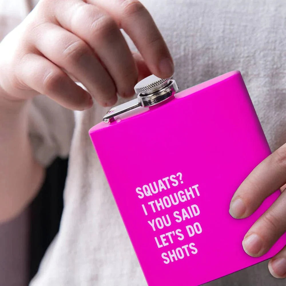 175ml Stainless Steel Hip Flask with Funny Quotes - Pink Engraved Whiskey Flask for Women & Men, Perfect for Parties, Camping, Gifts & Outdoor Adventures