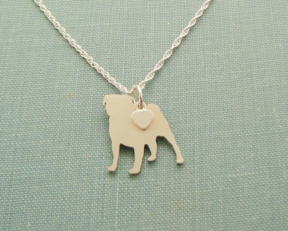 Sterling Silver Pug Charm Necklace - Layering Jewelry for Dog Lovers