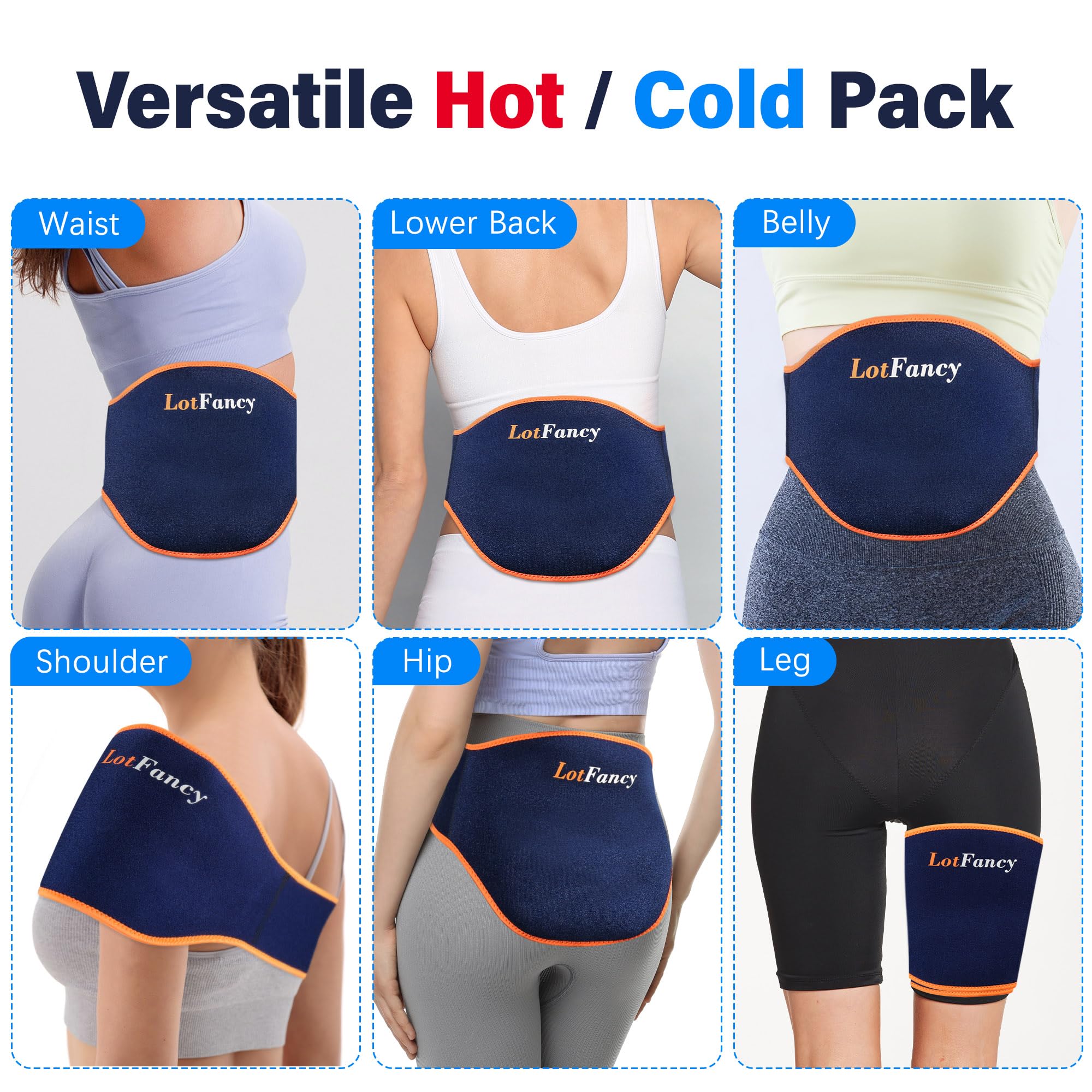 LotFancy Reusable Hot & Cold Therapy Gel Packs (2-Pack) for Back, Hip, Waist & Leg Pain Relief - FSA/HSA Eligible Heating & Cooling Compress for Injury Recovery, Post-Workout & Chronic Pain Management