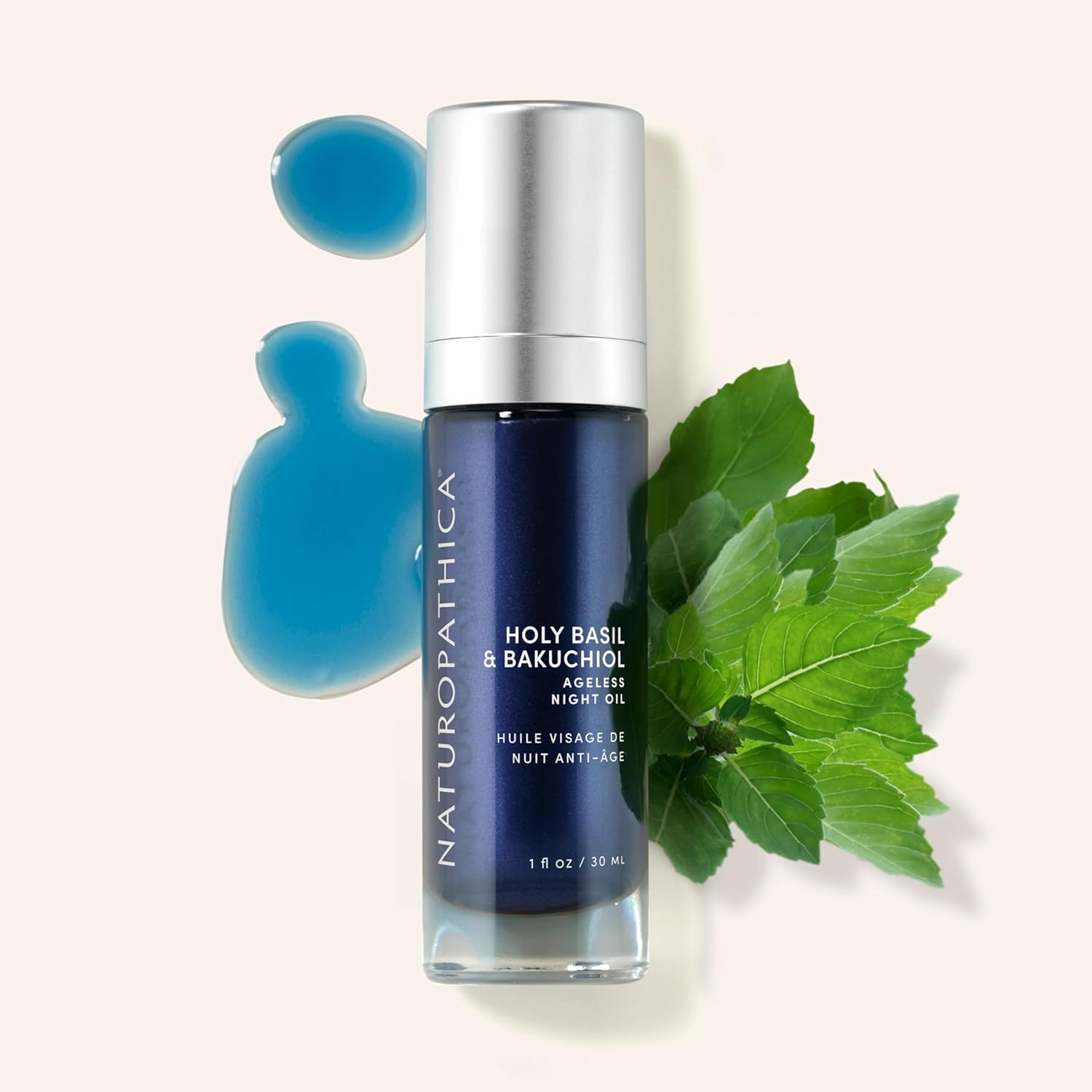 Naturopathica Holy Basil & Bakuchiol Ageless Night Oil - Anti-Aging Facial Oil for Wrinkles & Fine Lines | Nighttime Skincare Routine for Glowing Skin