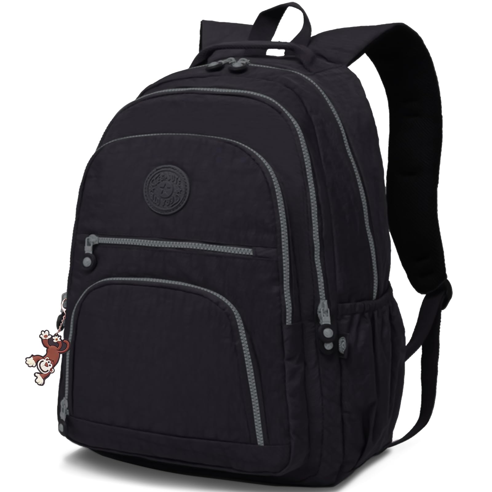 Lightweight Black Nylon Travel Laptop Backpack for Men & Women - Water Resistant 17+ Inch Computer Backpack for College, Work, Hiking & Casual Day Use