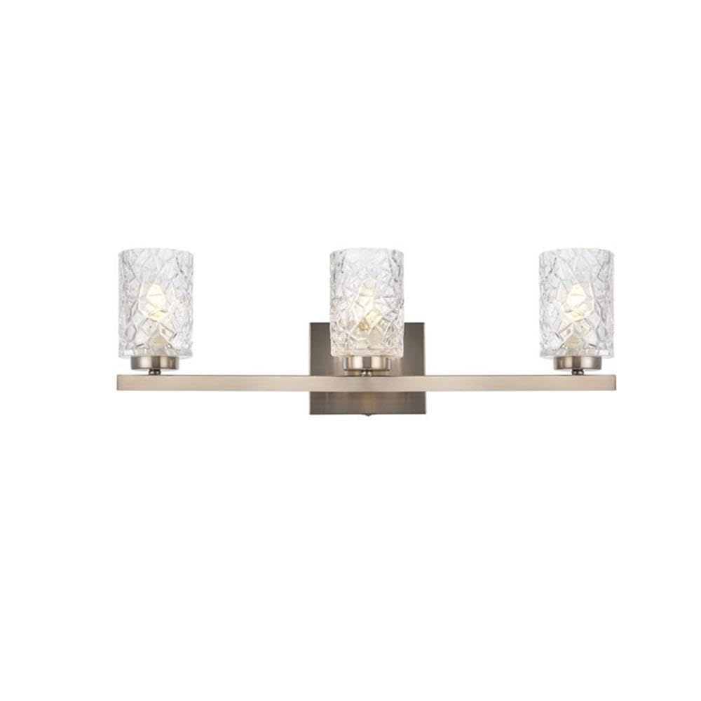 Modern 3-Light Ceiling Bath Sconce in Satin Nickel with Clear Glass Shade - Indoor Home Decor Lighting for Bathroom, Bedroom & Hallway