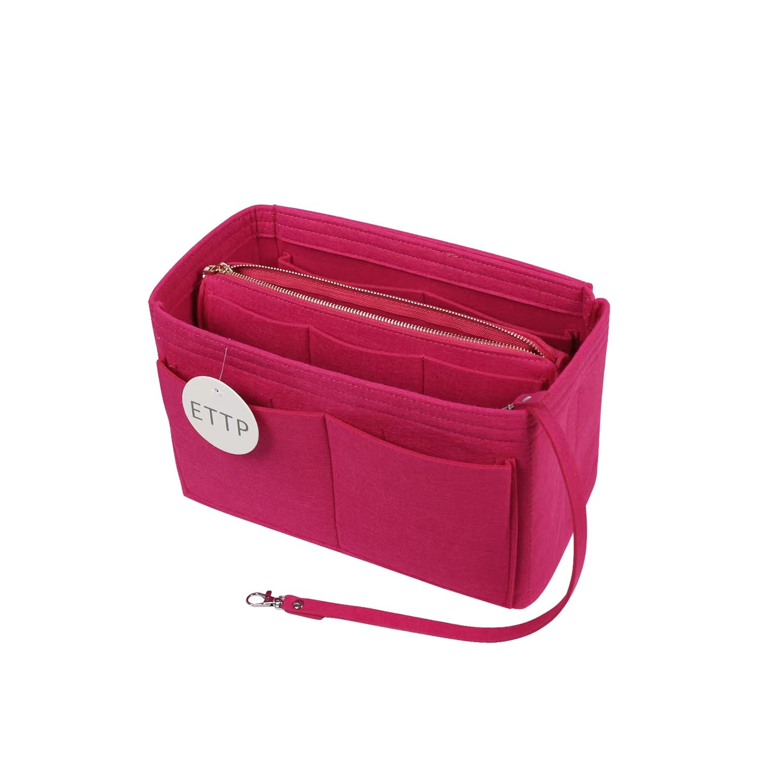 Premium Felt Purse Organizer Insert with Metal Zipper - Handbag Organizer for Speedy, Neverfull & Tote Bags (7 Colors, 5 Sizes) - Perfect for Travel, Work & Daily Essentials Organization