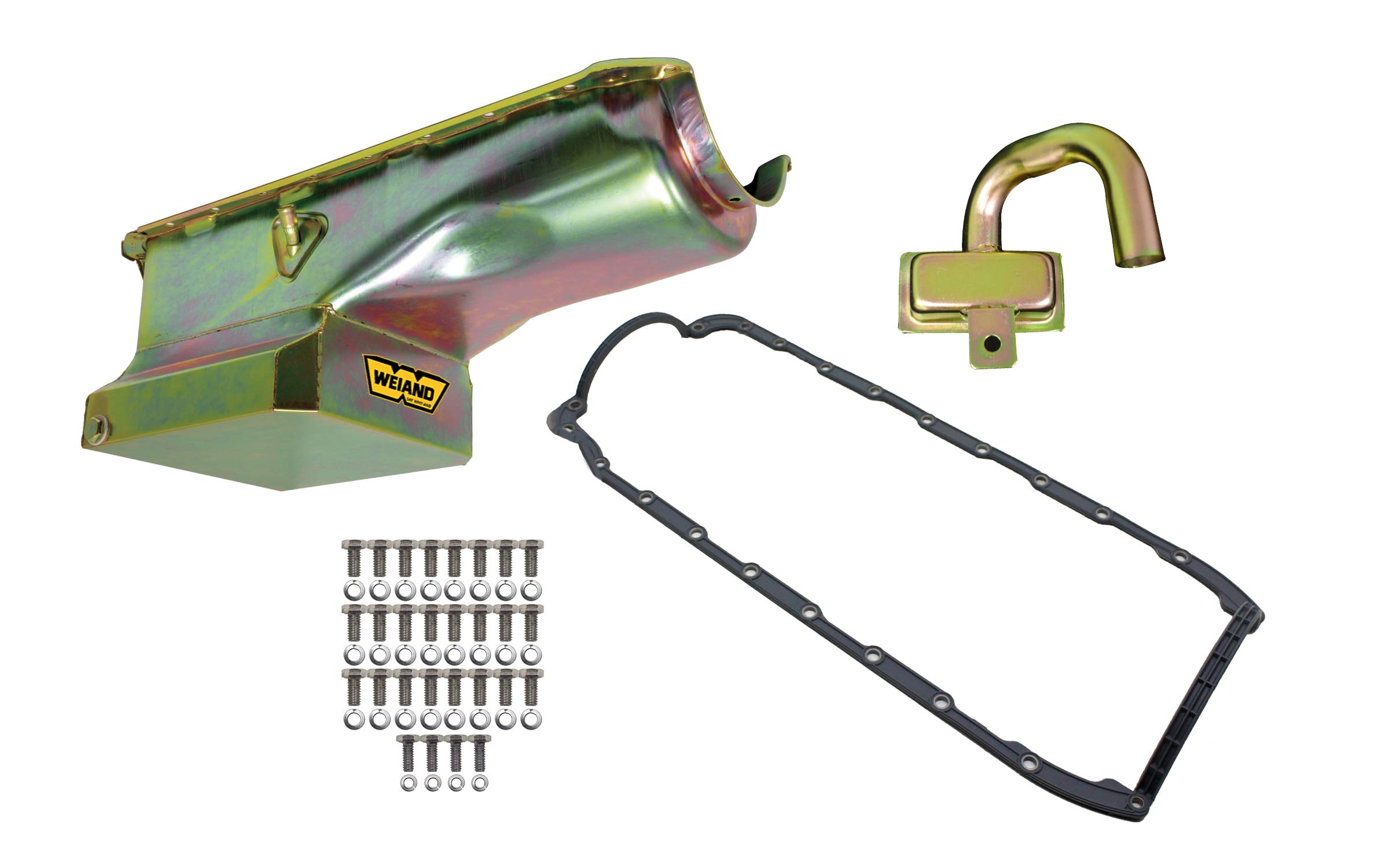 Weiand 5033WND Fabricated Oil Pan Kit - High Performance Aluminum Oil Pan for Chevy Small Block Engines - Perfect for Street Rods, Hot Rods & Performance Upgrades