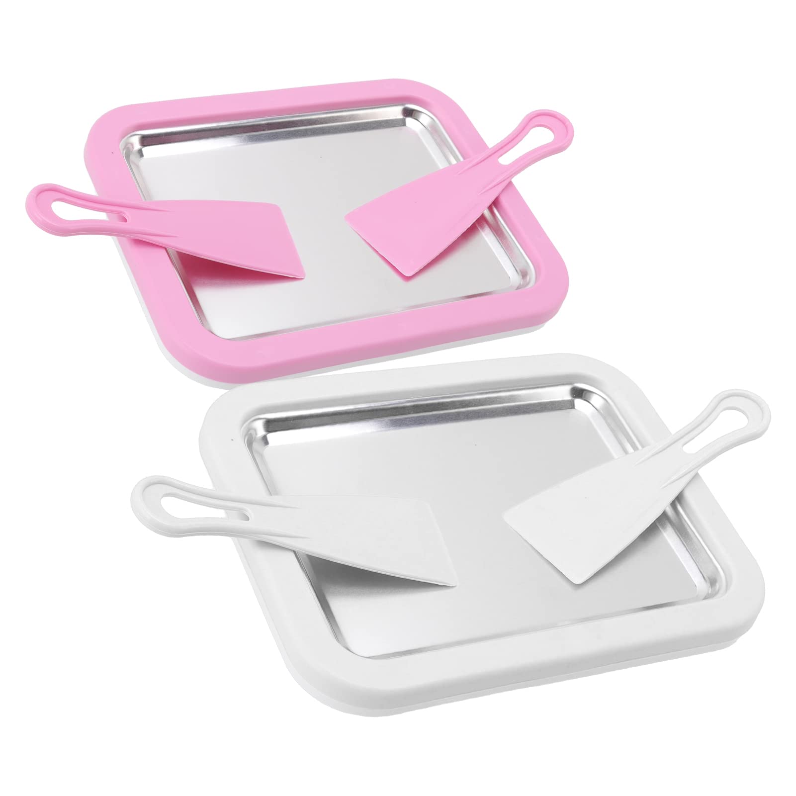 TOPINCN Stainless Steel Rolled Ice Cream Maker - DIY Handcraft Non-Electric Large Ice Cream Roller Plate with Plastic Scoop (Pink) | Perfect for Home Kitchen, Parties & Dessert Shops